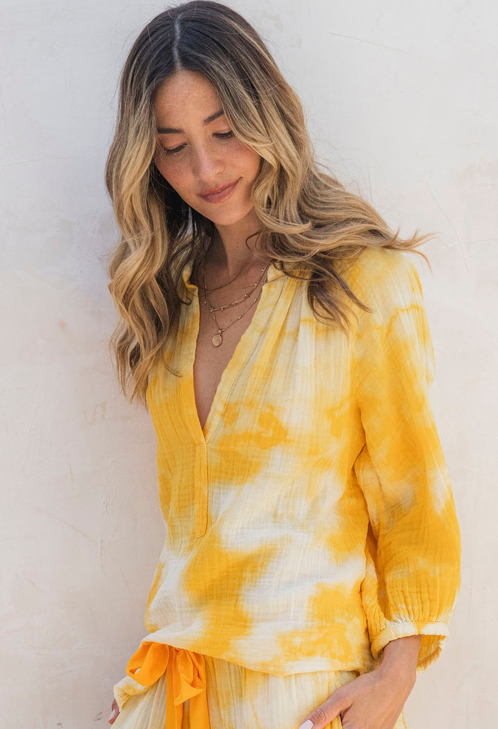 Sunflower Yellow Tie Dye Gauze Top
