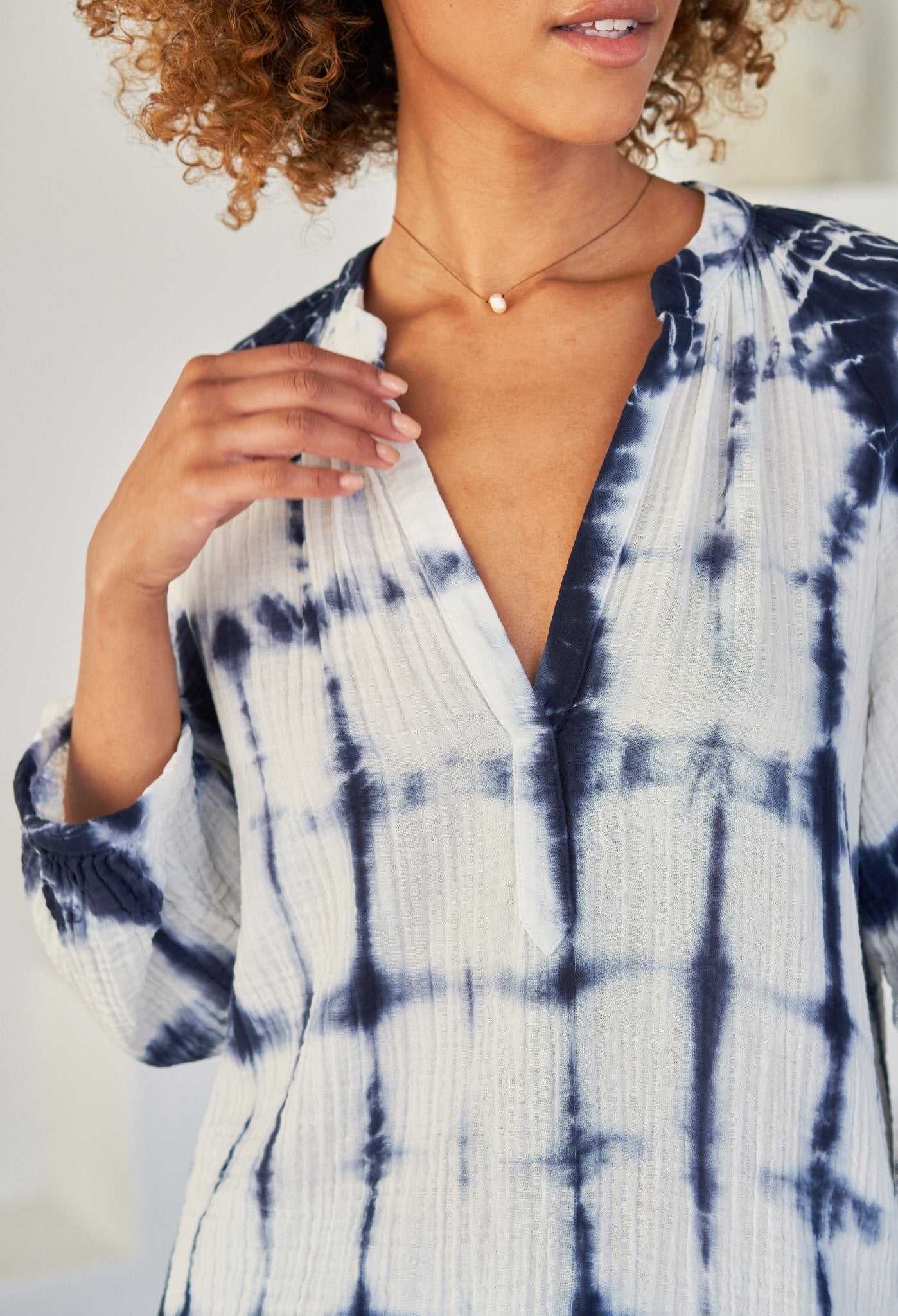 Blue Tile Gauze Top - ocean+main