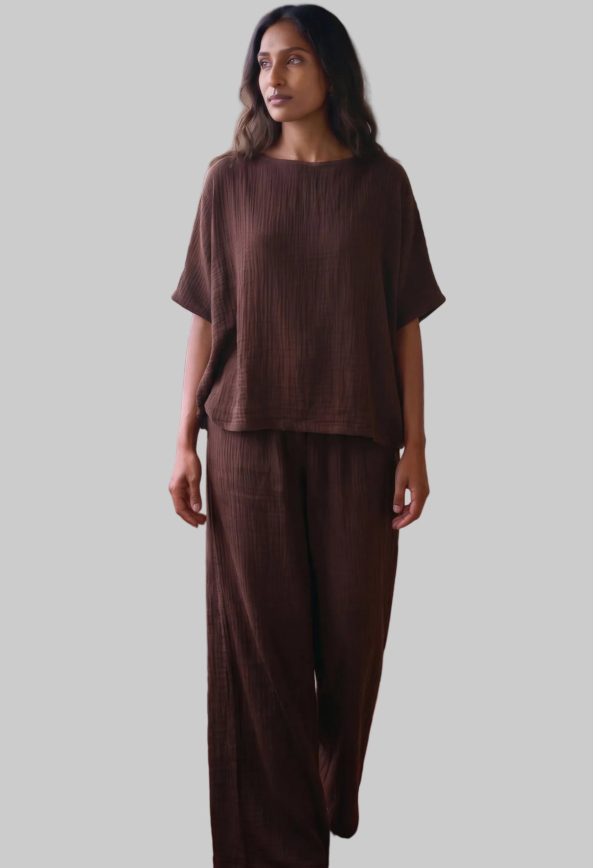 Chocolate Square Gauze Top