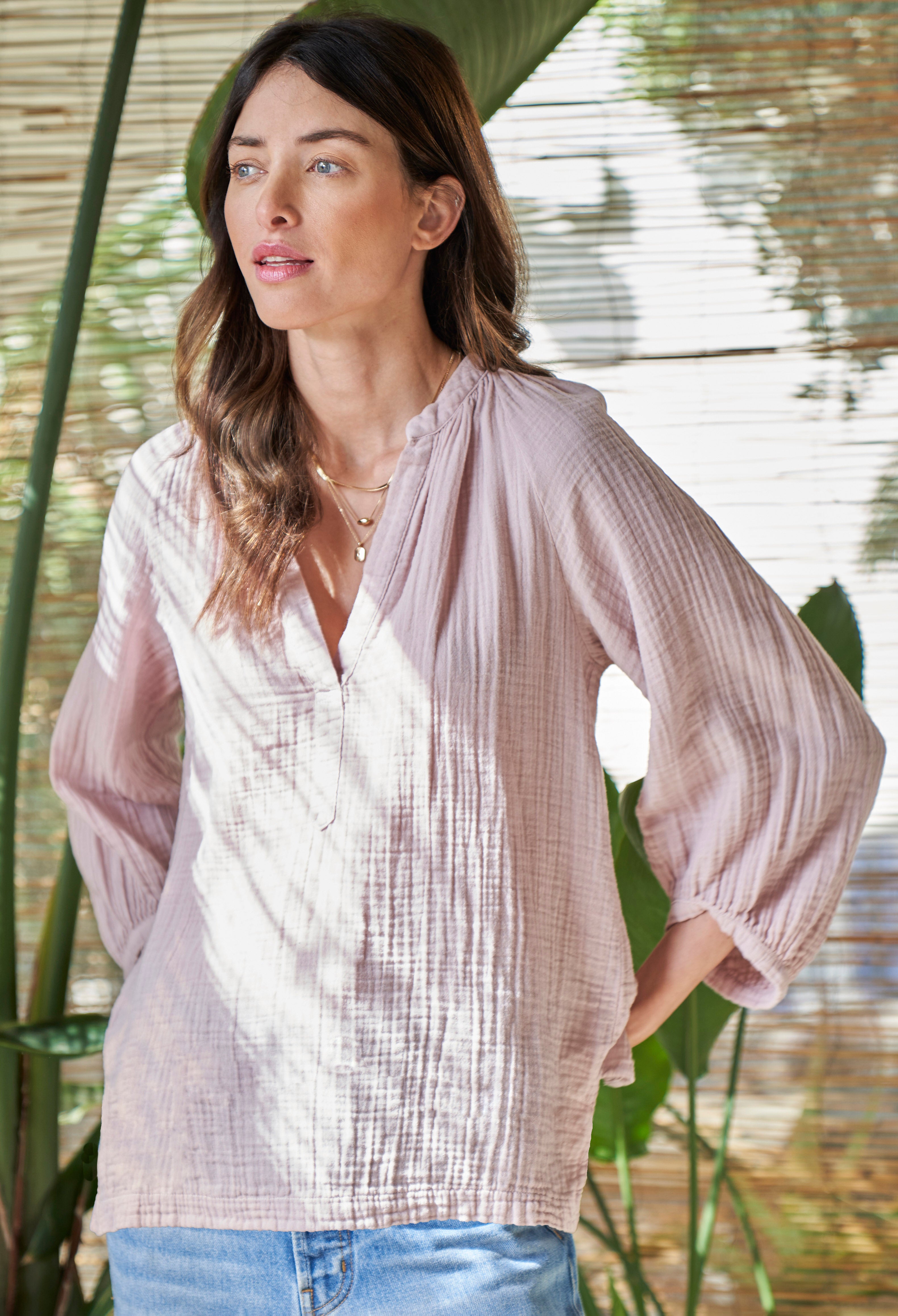 Shell Pink Gauze Top