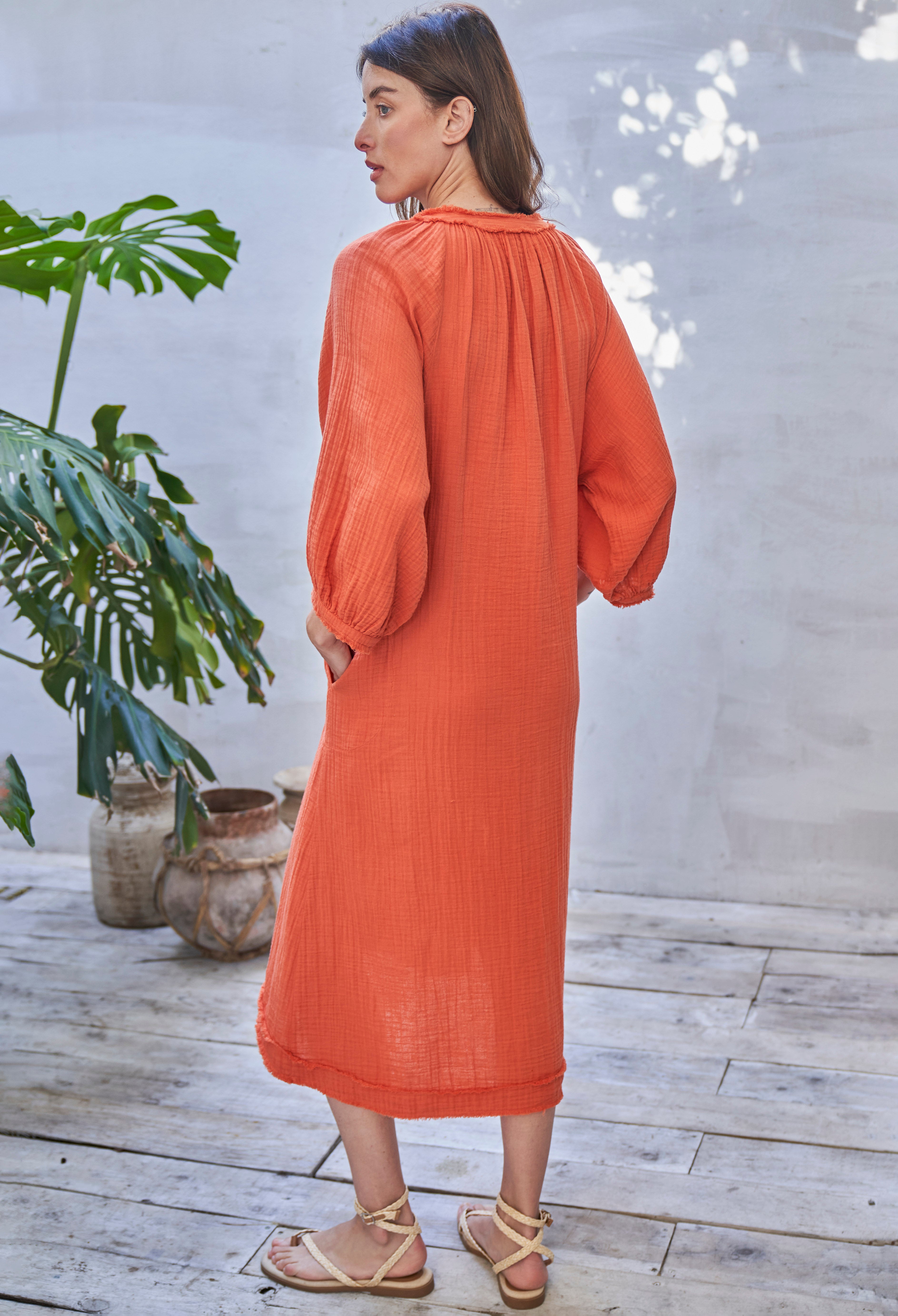Saffron Gauze Dress with Pockets
