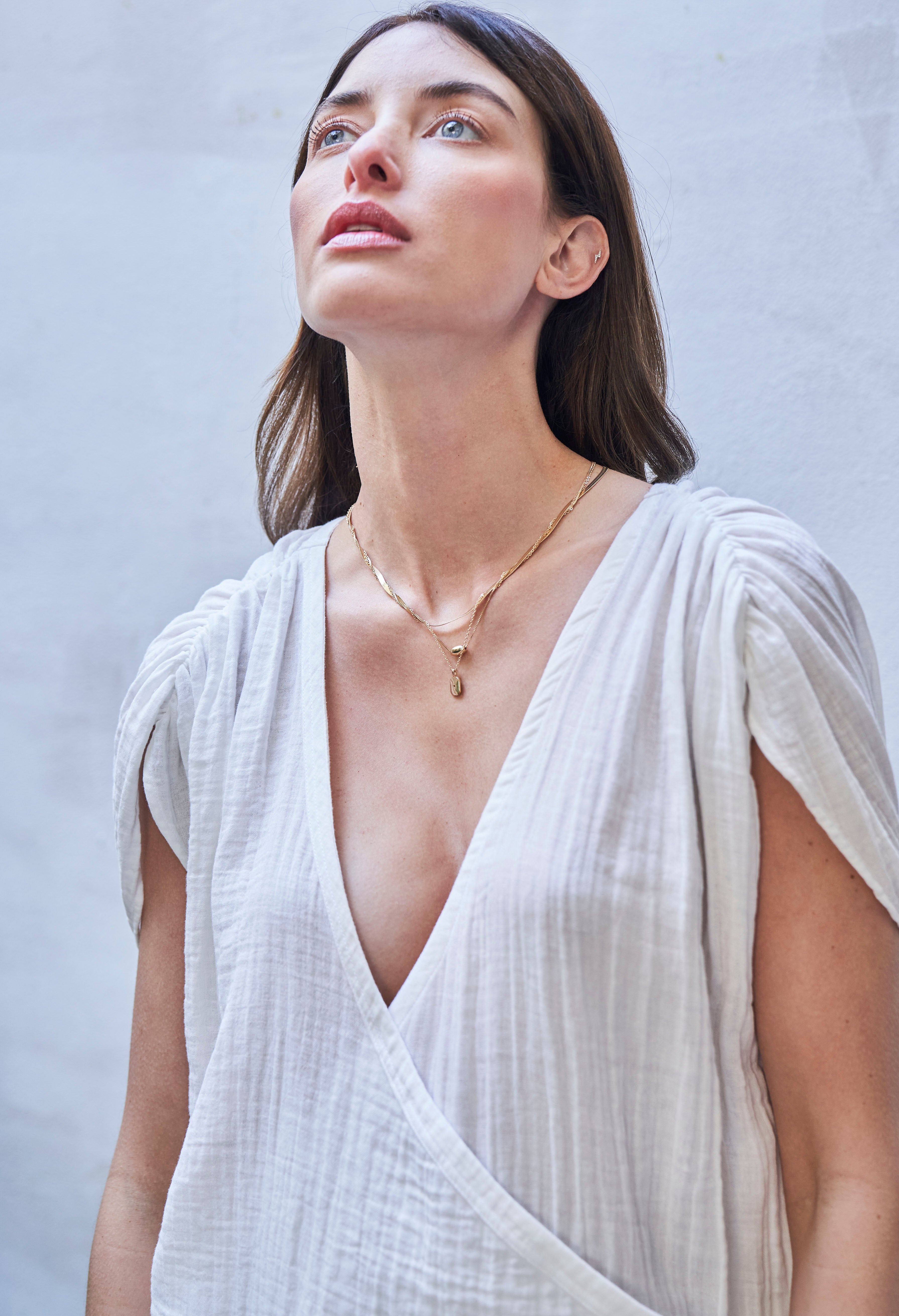 Ivory Gathered Shoulder Tie Back Long Tunic