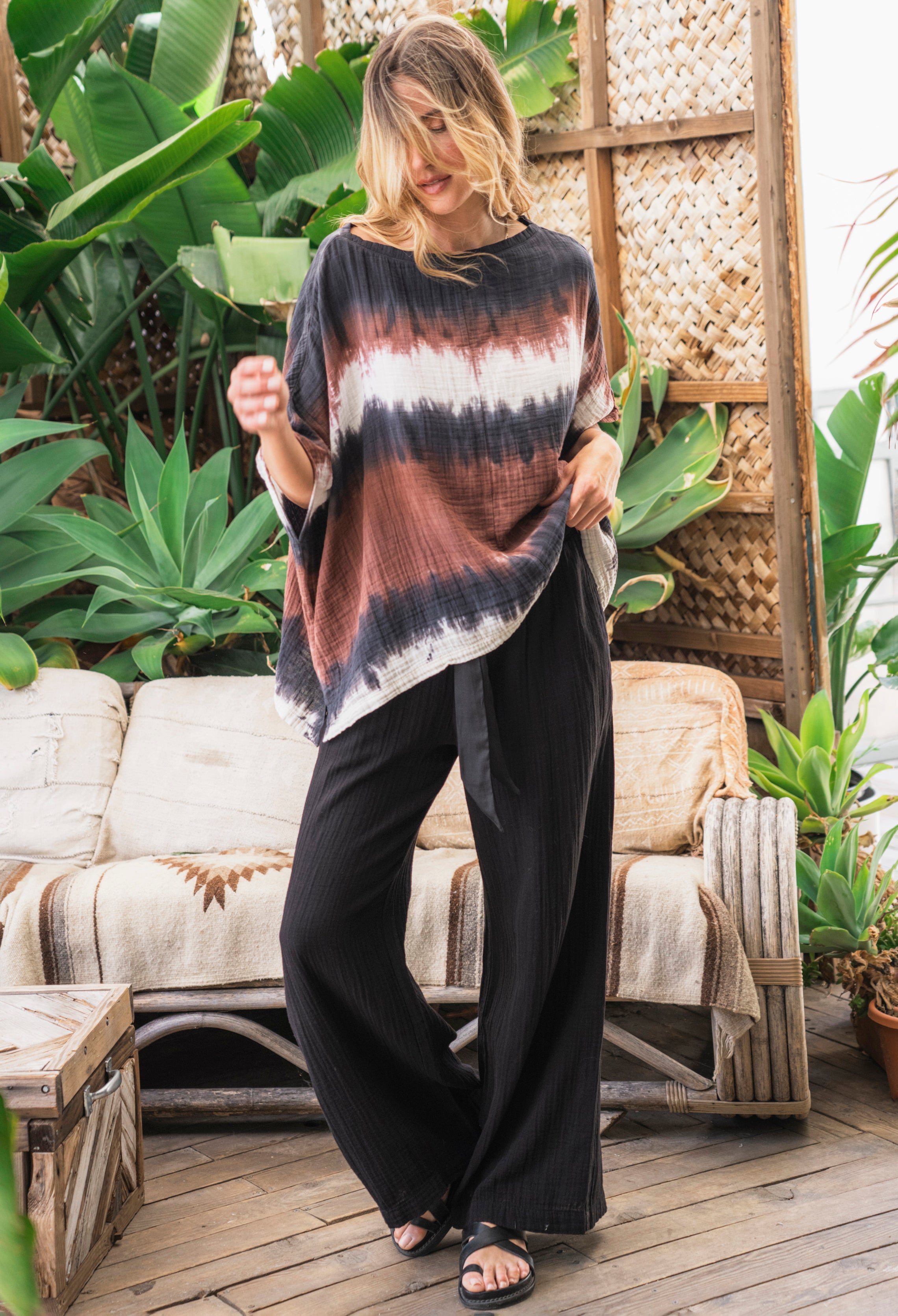 Birch Tie Dye Square Gauze Top