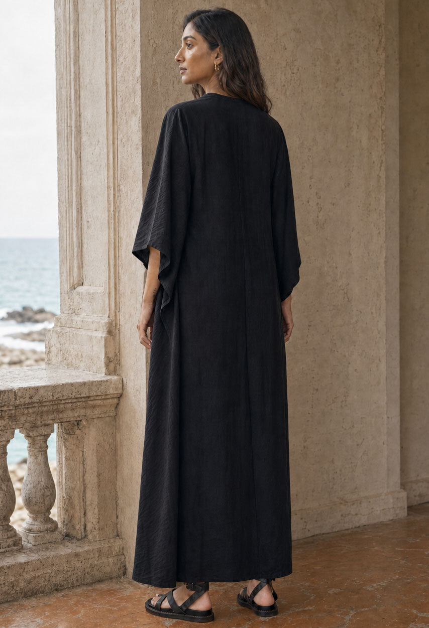 Long Black Maxi Cotton Classic Caftan