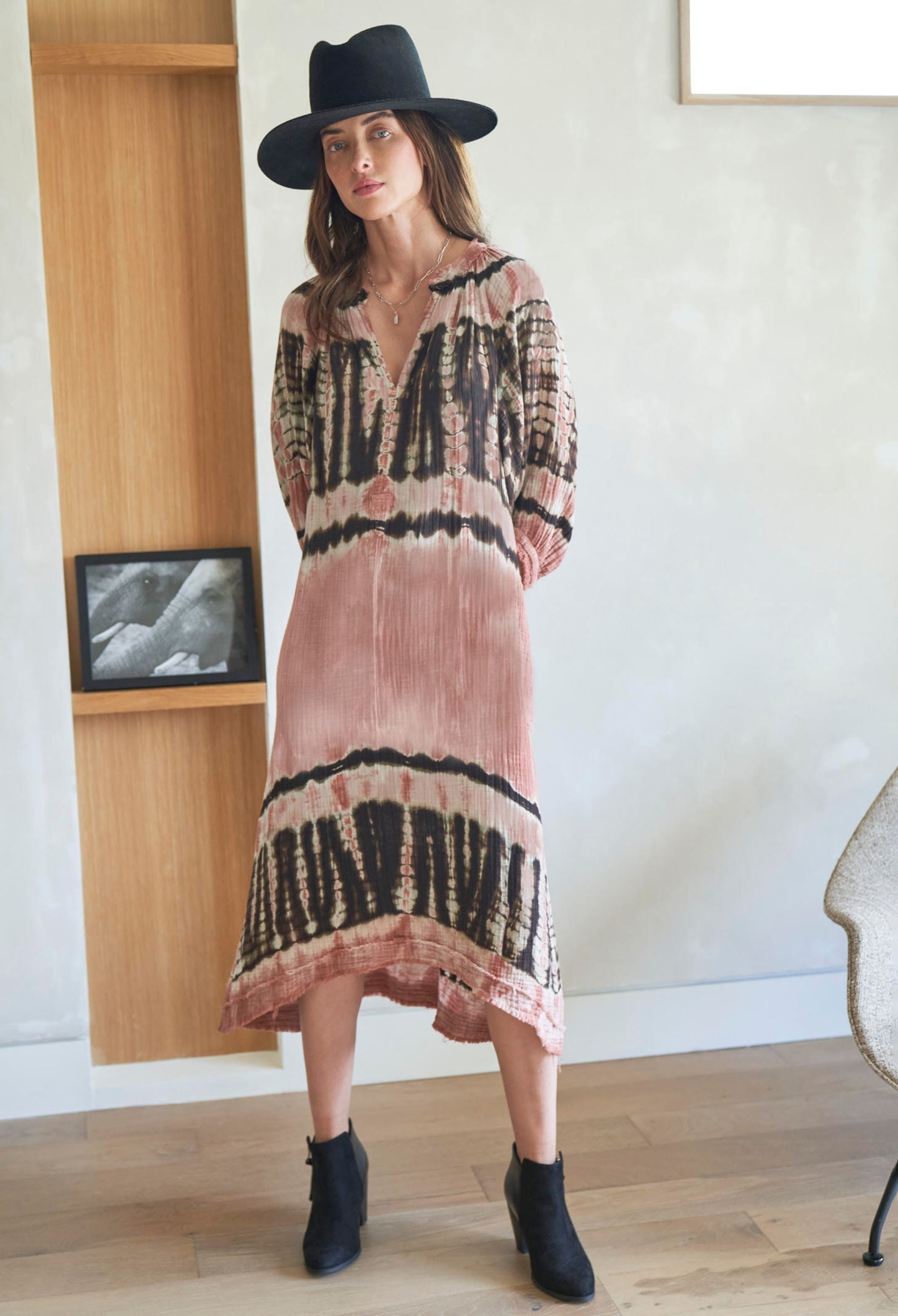Aztec Gauze Dress with Pockets