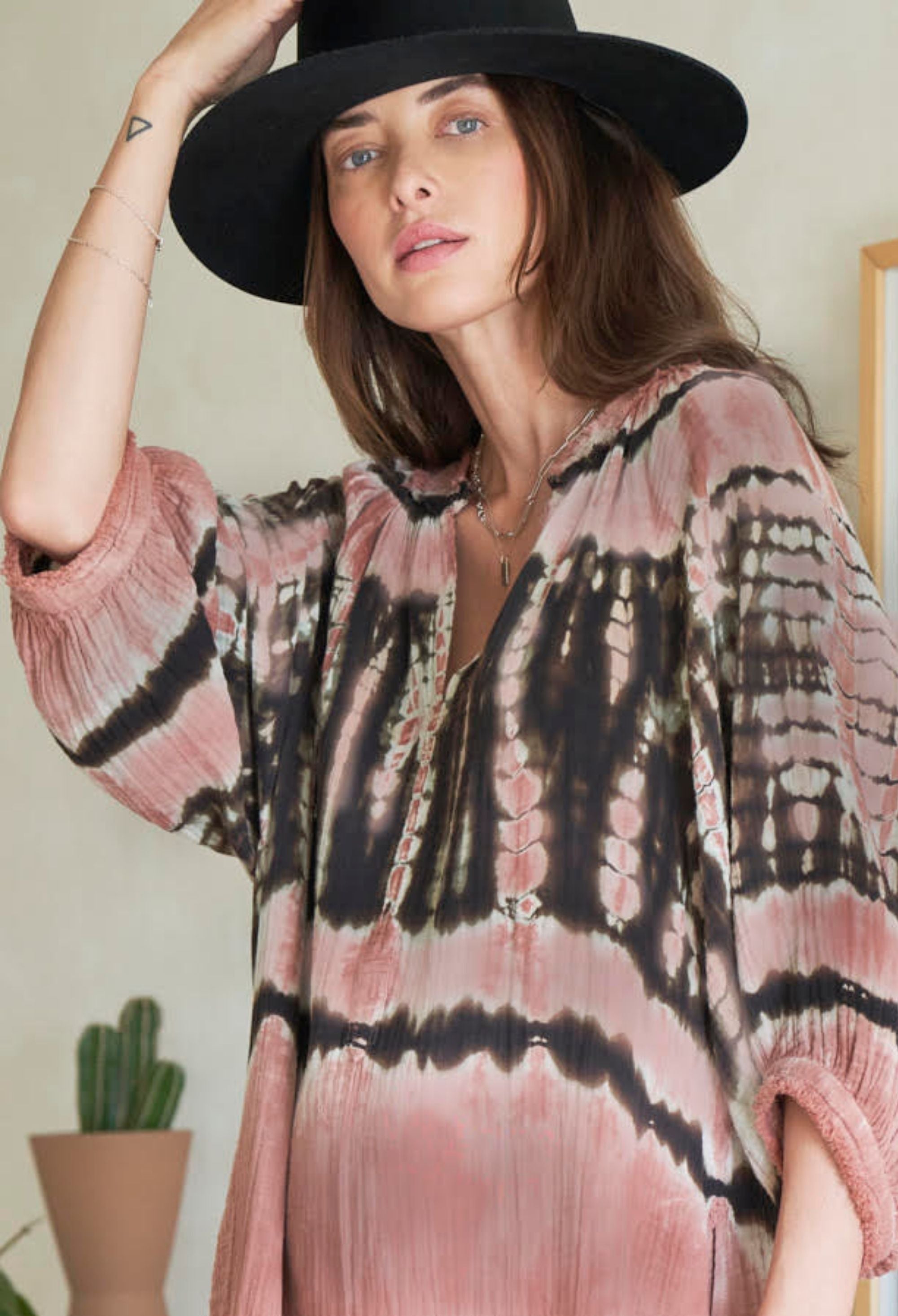 Aztec Gauze Dress with Pockets