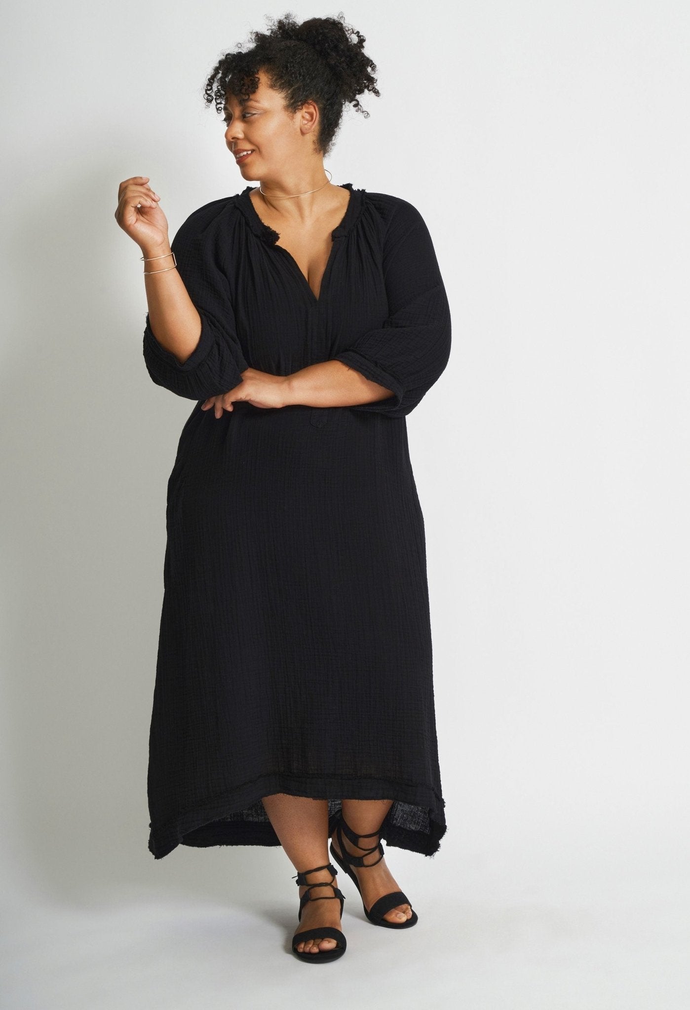 Black Gauze Dress with Pockets - ocean+main