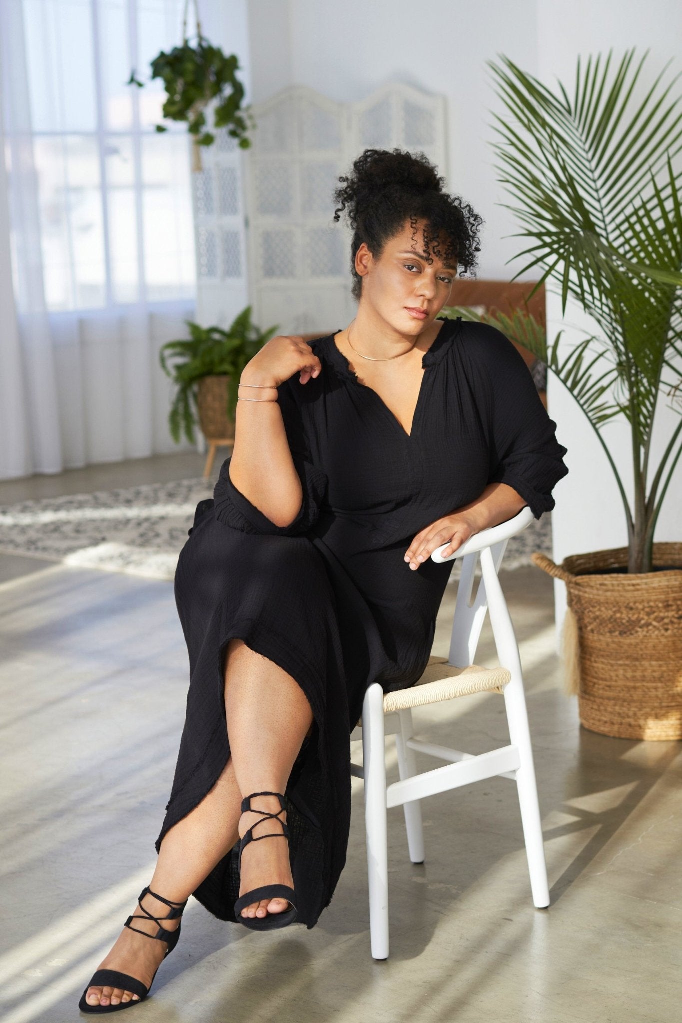 Black Gauze Dress with Pockets - ocean+main