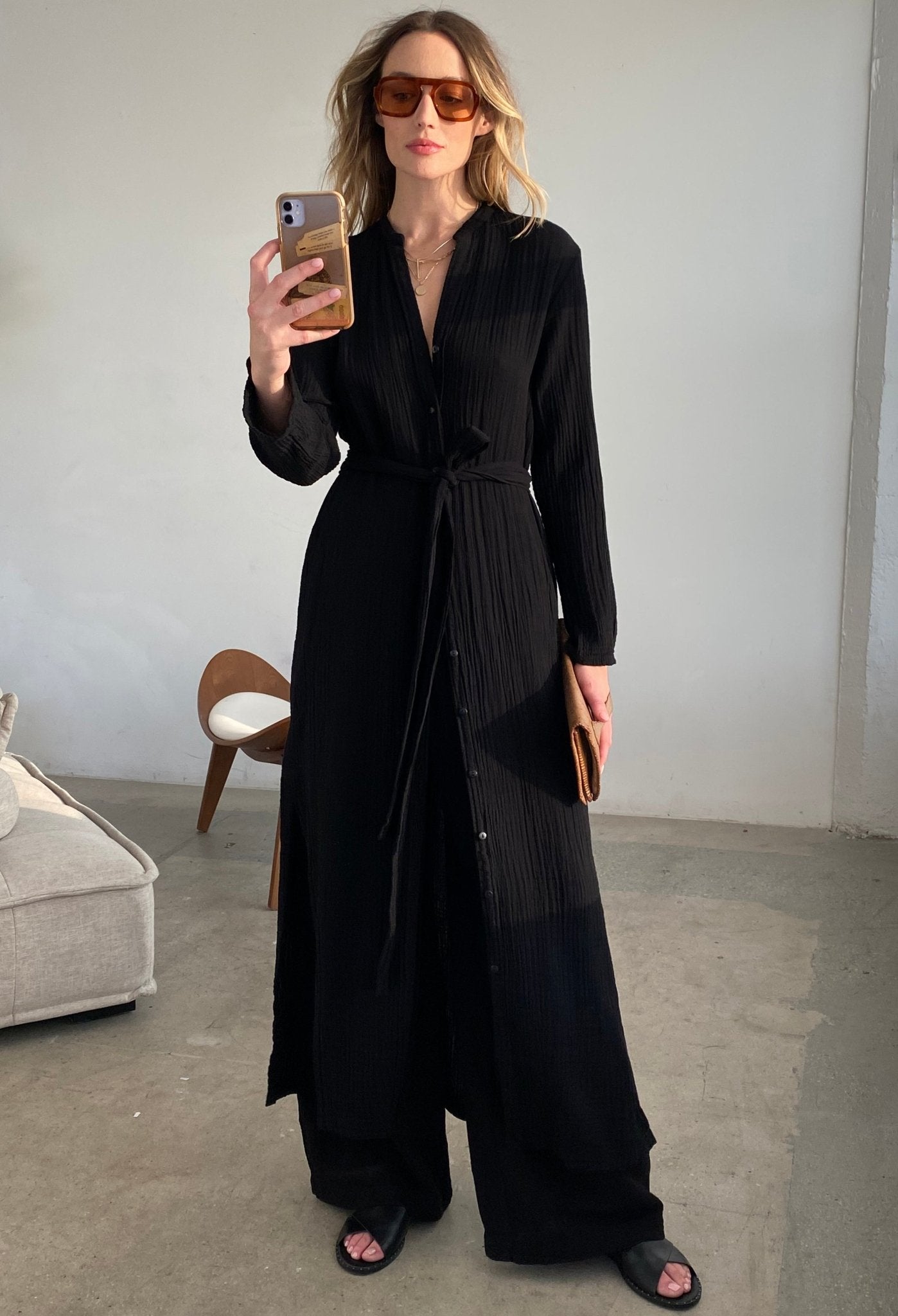 Black Gauze Palazzo Pant - ocean+main