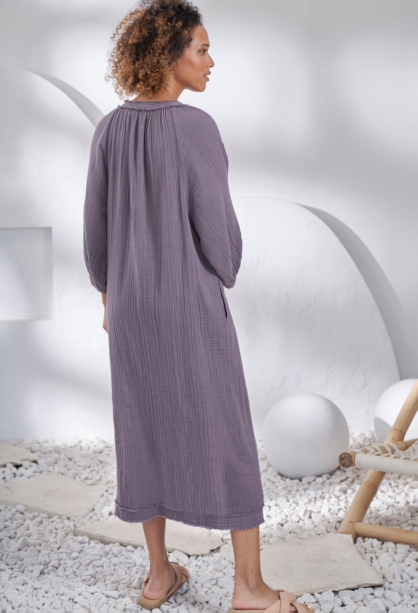 Desert Amethyst Gauze Dress with Pockets - ocean+main