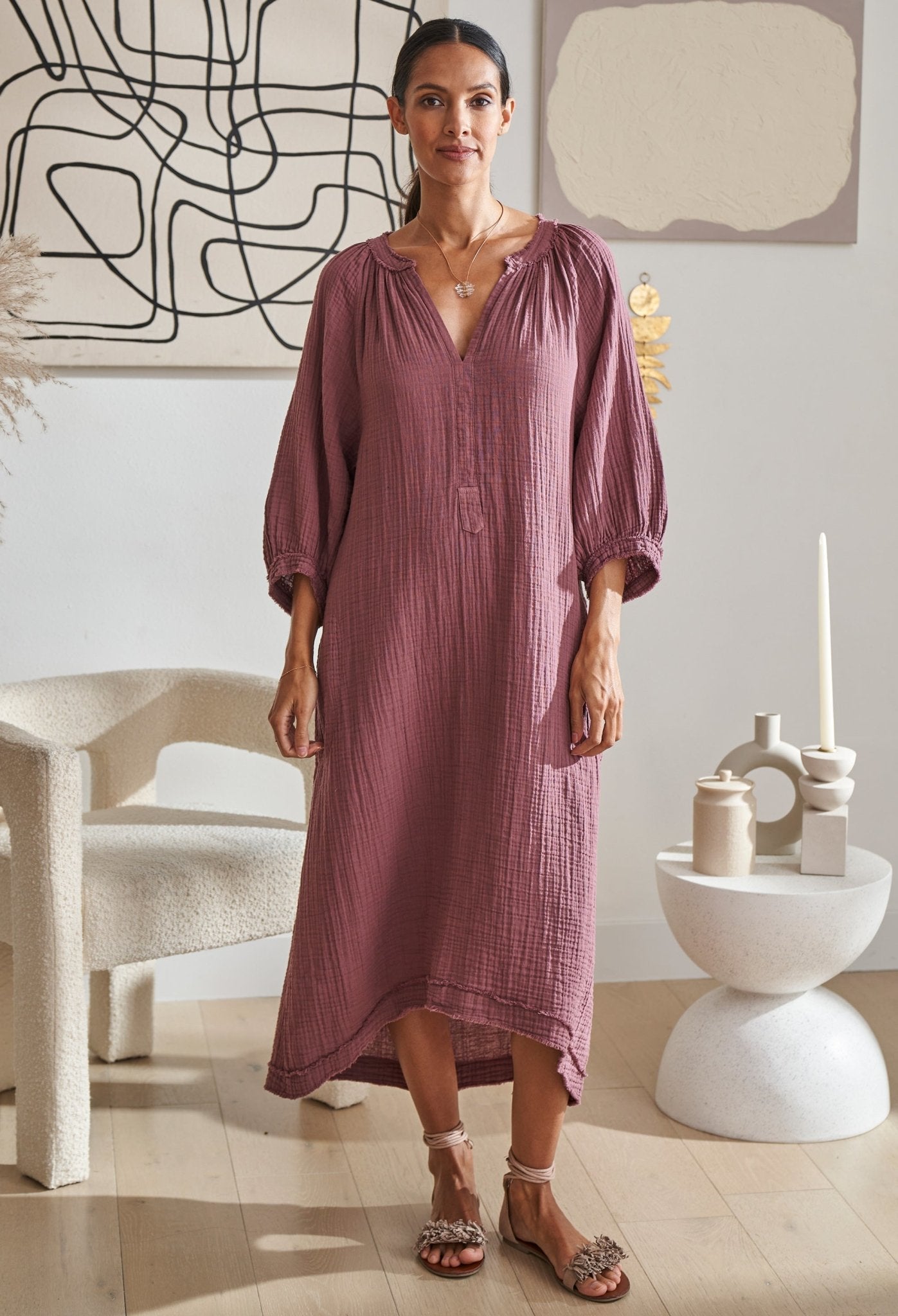 Desert Rose Gauze Dress with Pockets - ocean+main