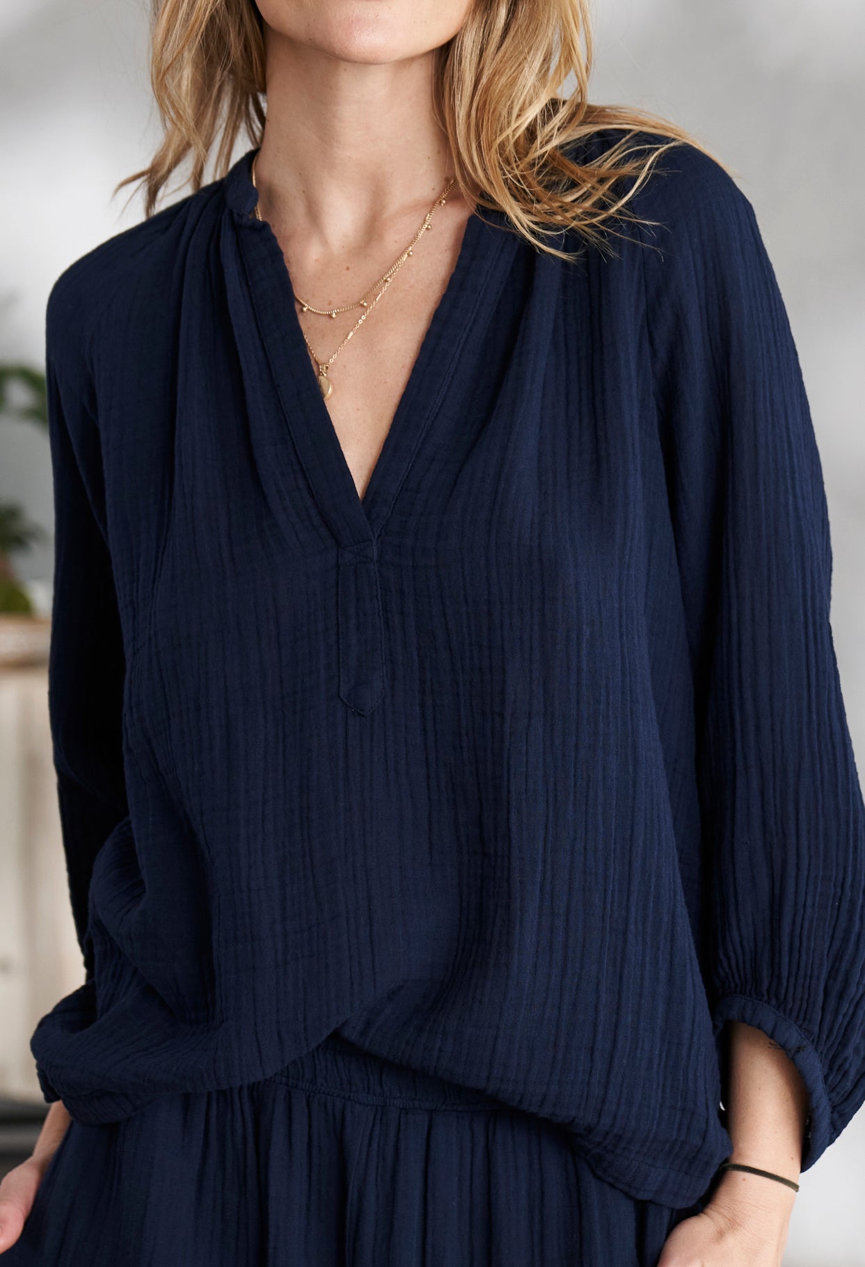 Navy Gauze Top - ocean+main