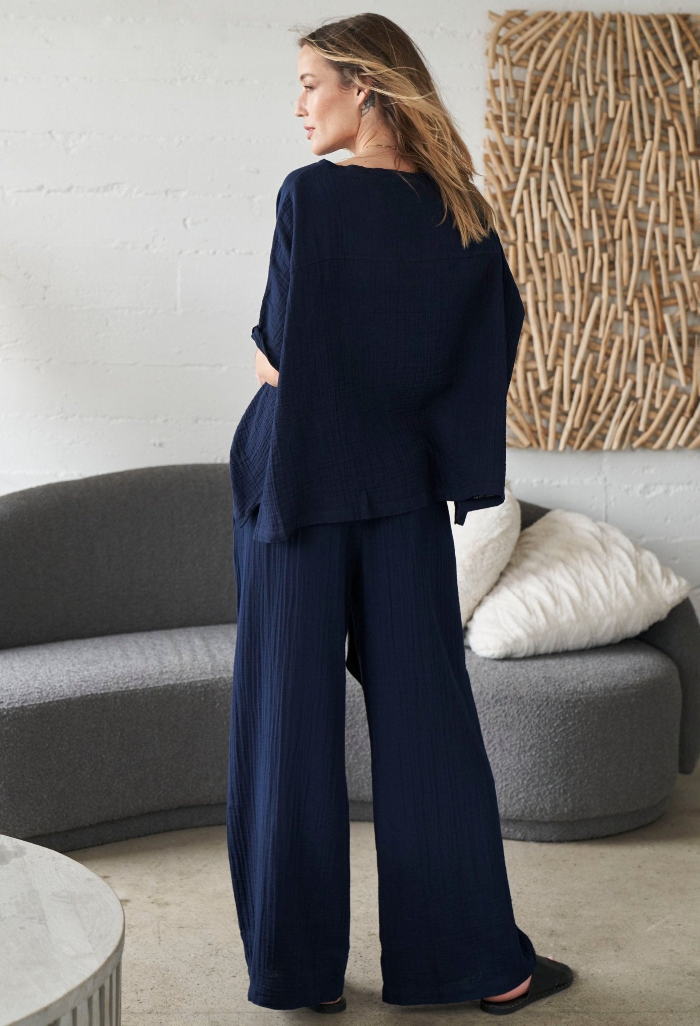 Navy Square Gauze Top - ocean+main