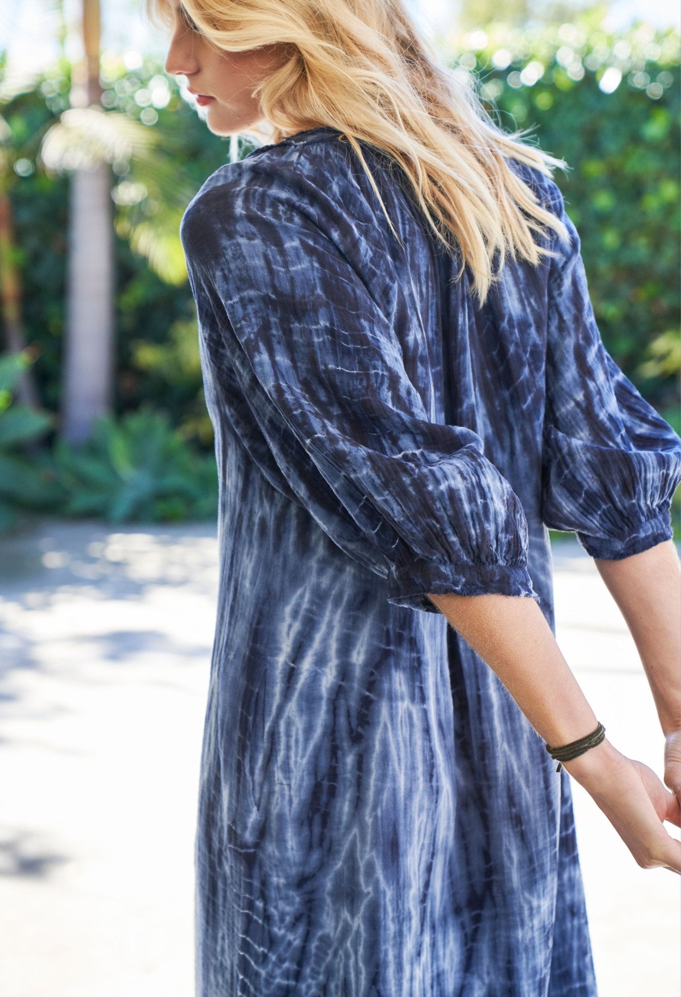 Navy Tide Print Gauze Dress with Pockets - Few Made! - ocean+main