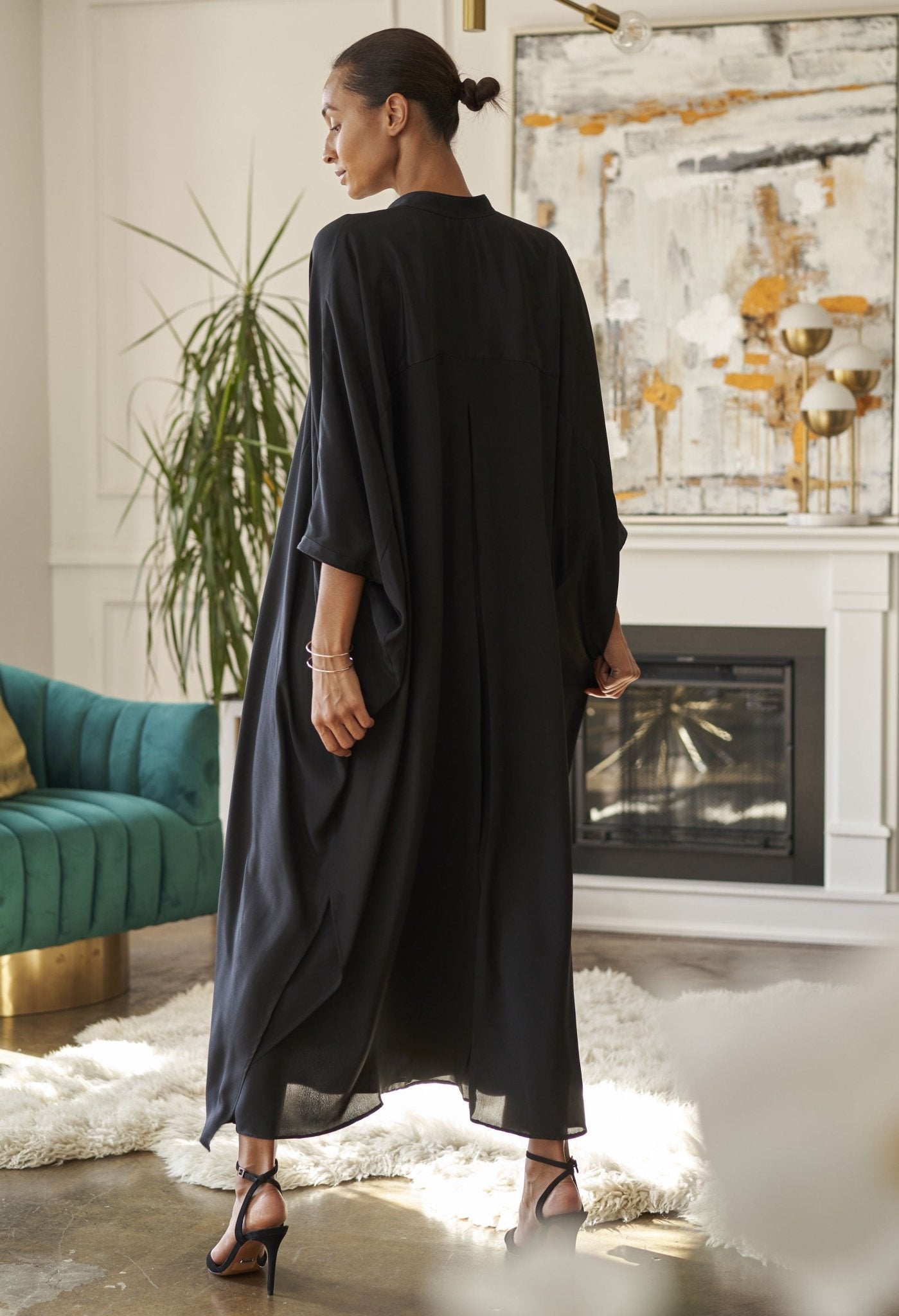 Talitha Black Silk Caftan - ocean+main