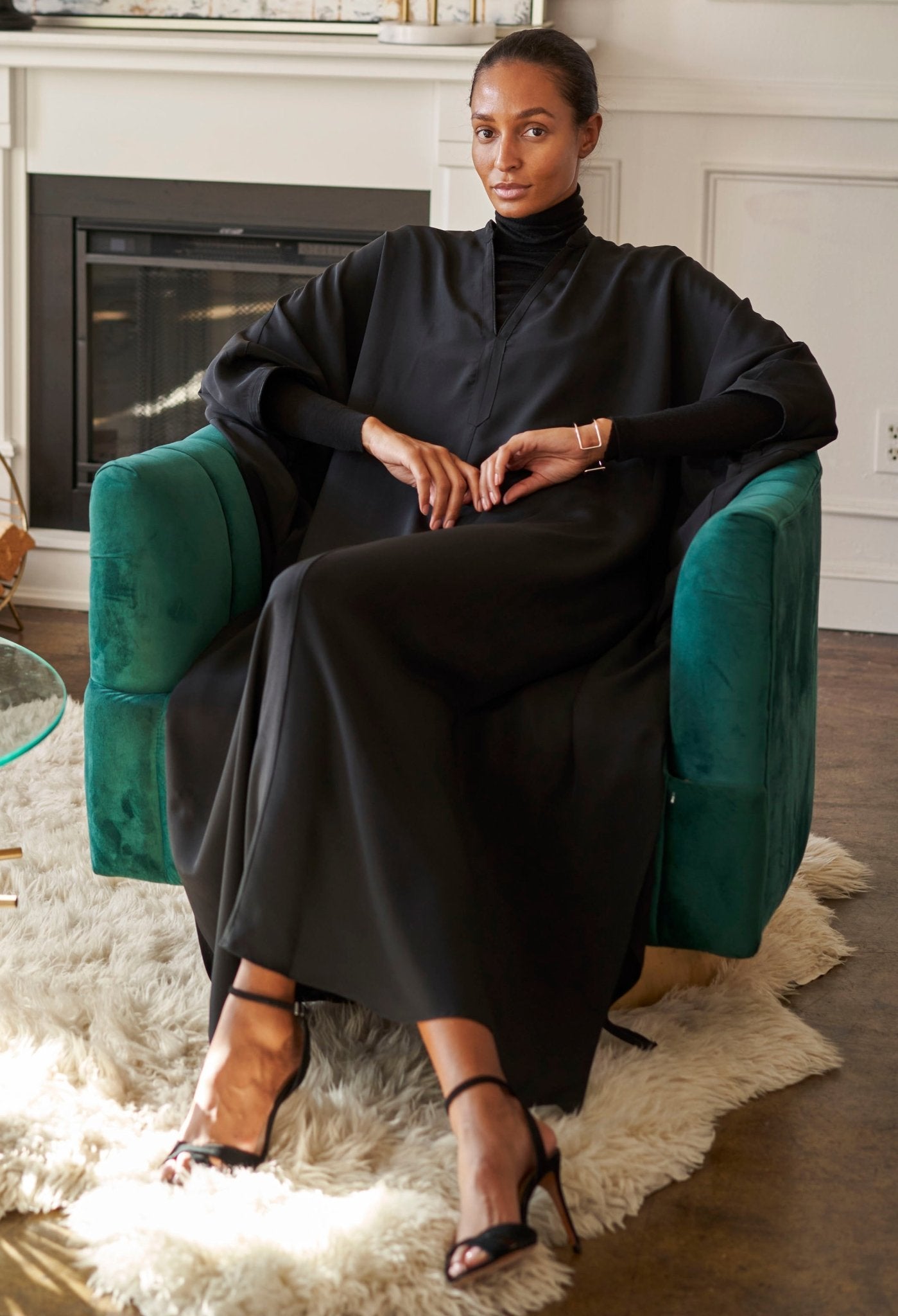 Talitha Black Silk Caftan - ocean+main