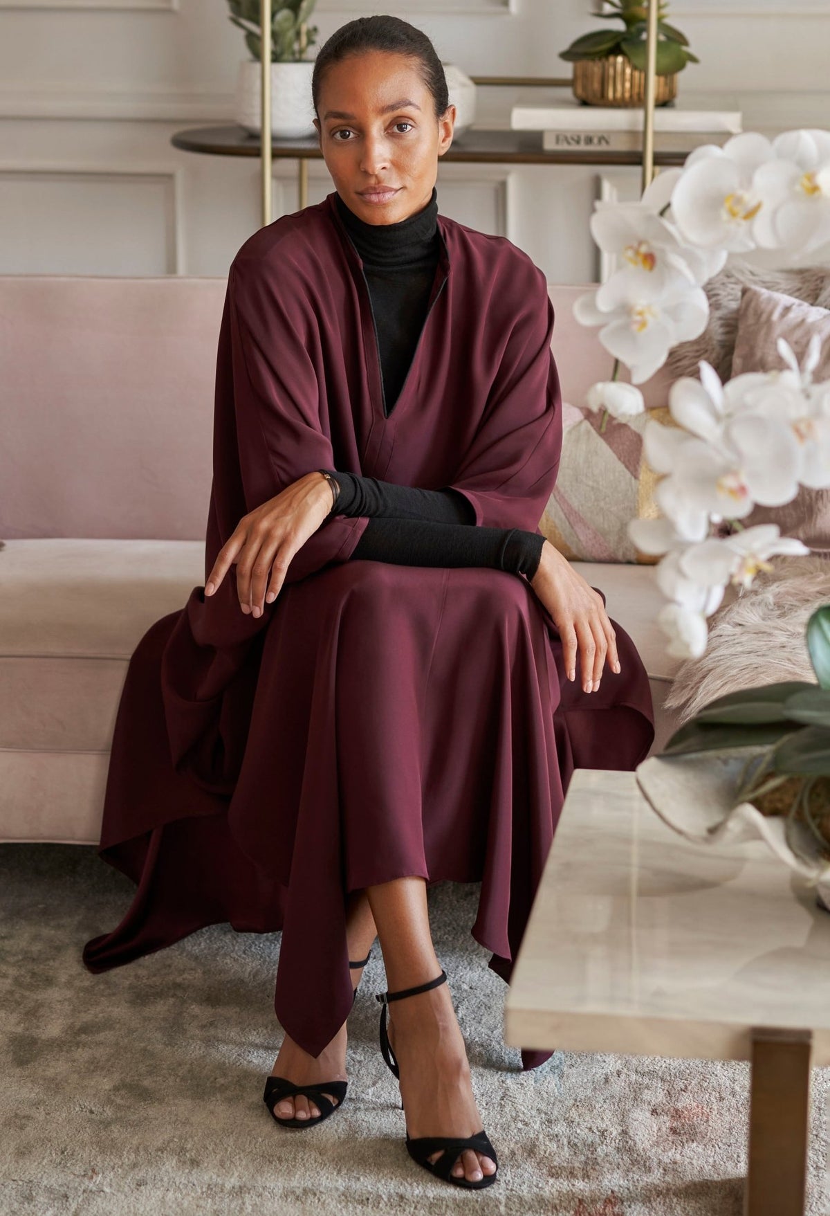 Talitha Silk Burgundy Caftan - ocean+main