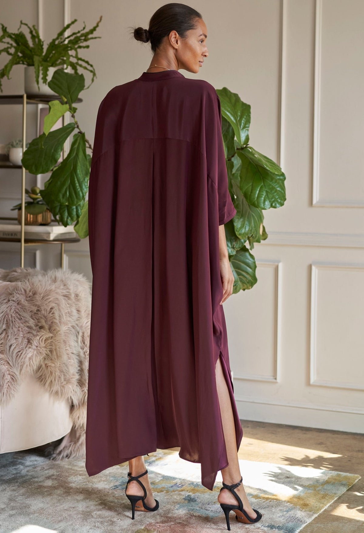 Talitha Silk Burgundy Caftan - ocean+main