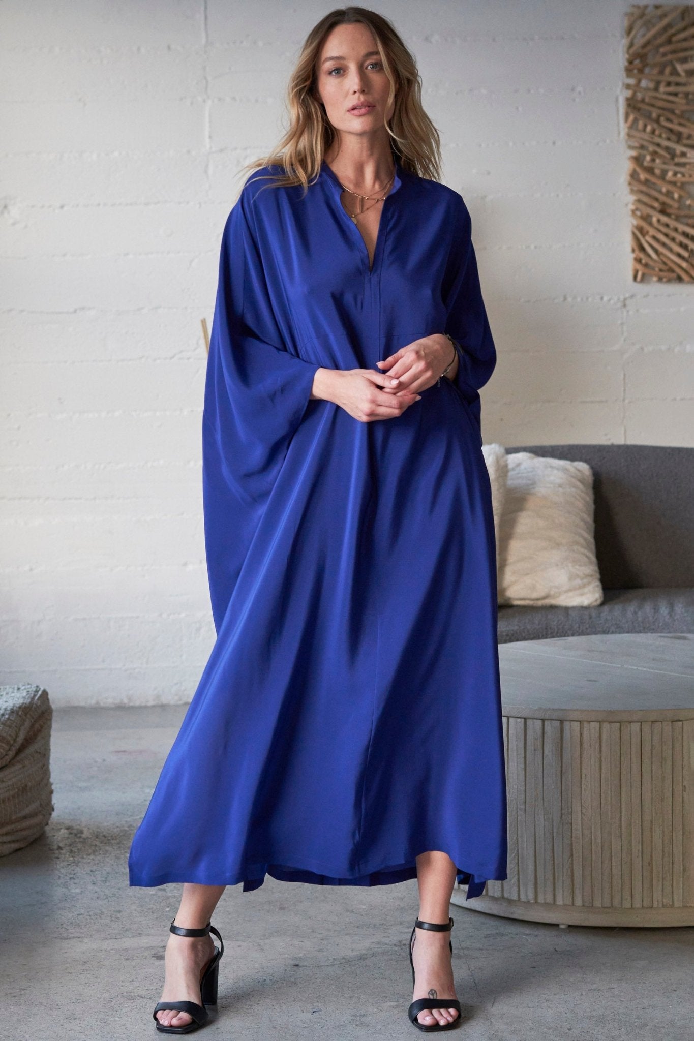 Talitha Silk Cobalt Caftan - ocean+main