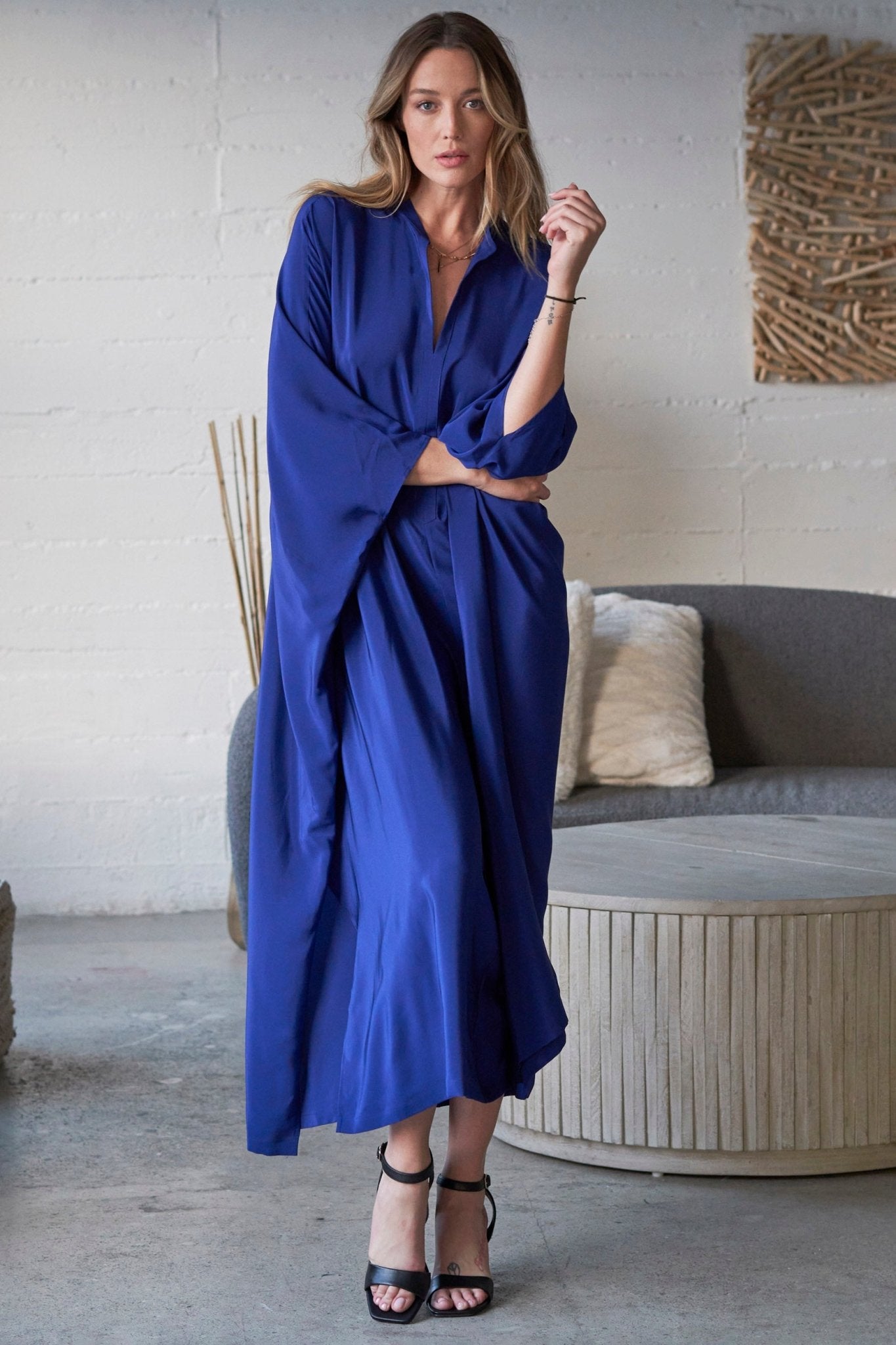 Talitha Silk Cobalt Caftan - ocean+main