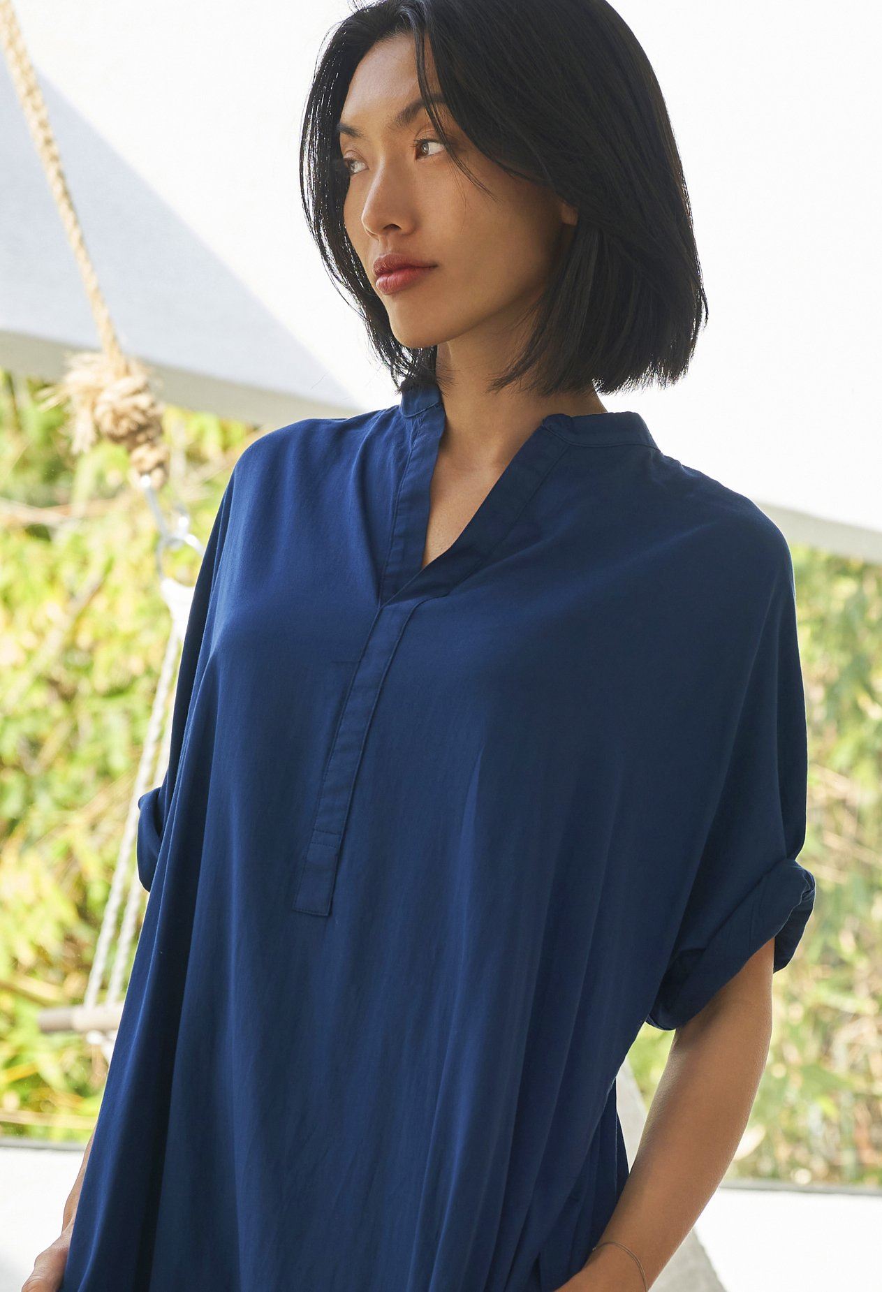 Teal Cotton Easy Shirt Dress - ocean+main