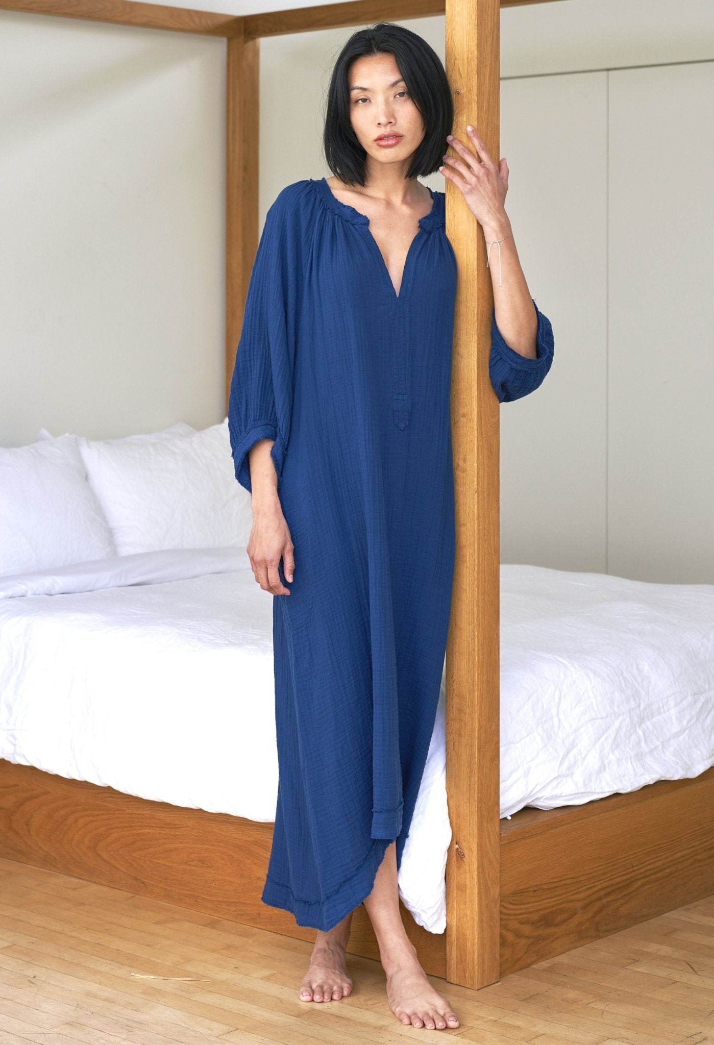 Teal Gauze Dress with Pockets - ocean+main