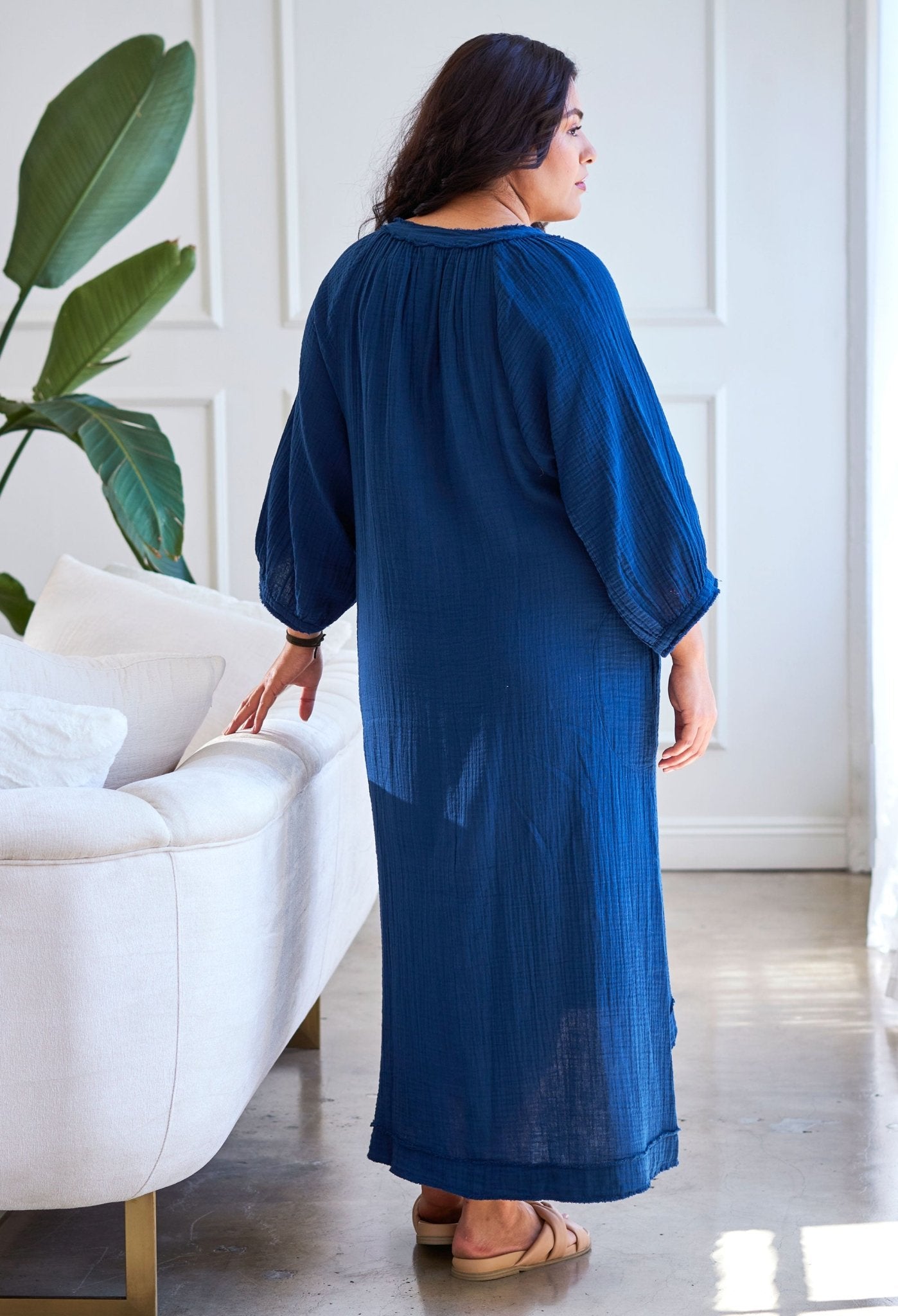Teal Gauze Dress with Pockets - ocean+main
