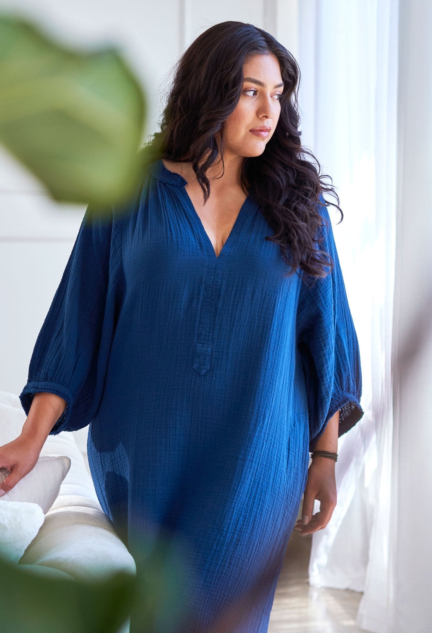 Teal Gauze Dress with Pockets - ocean+main