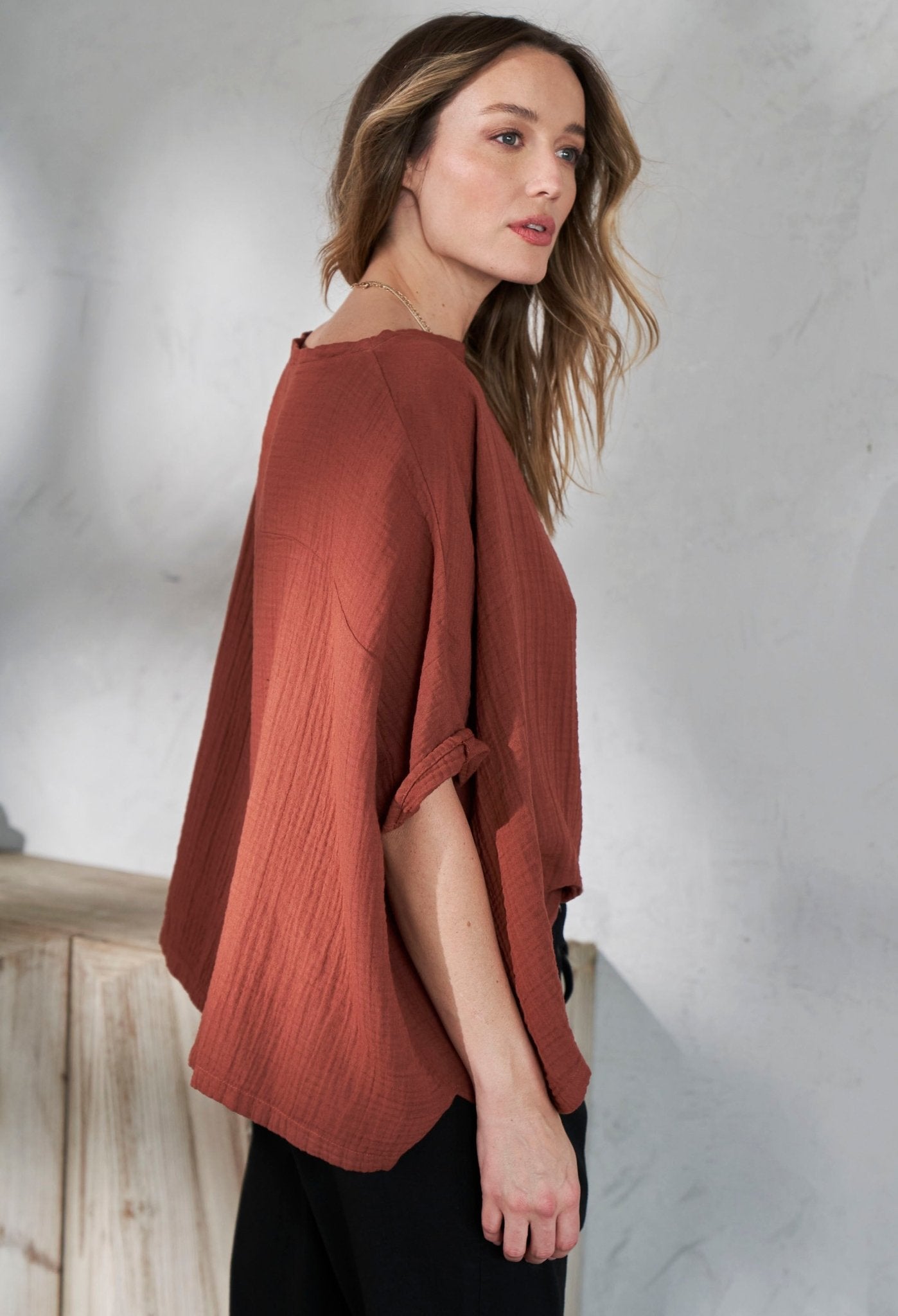 Terracotta Square Gauze Top - ocean+main