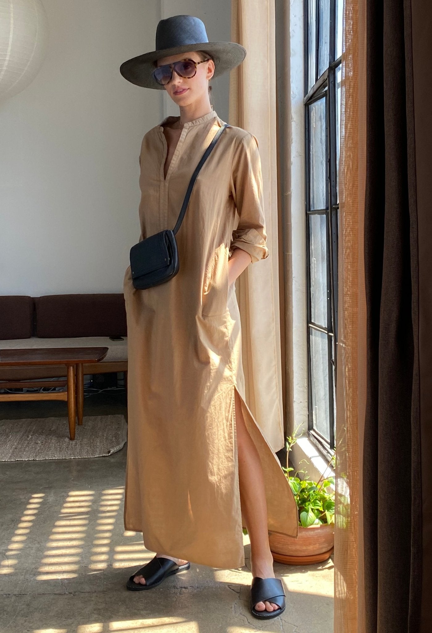 UPCYCLED - Caramel Classic Cotton Tunic with Pockets - ocean+main