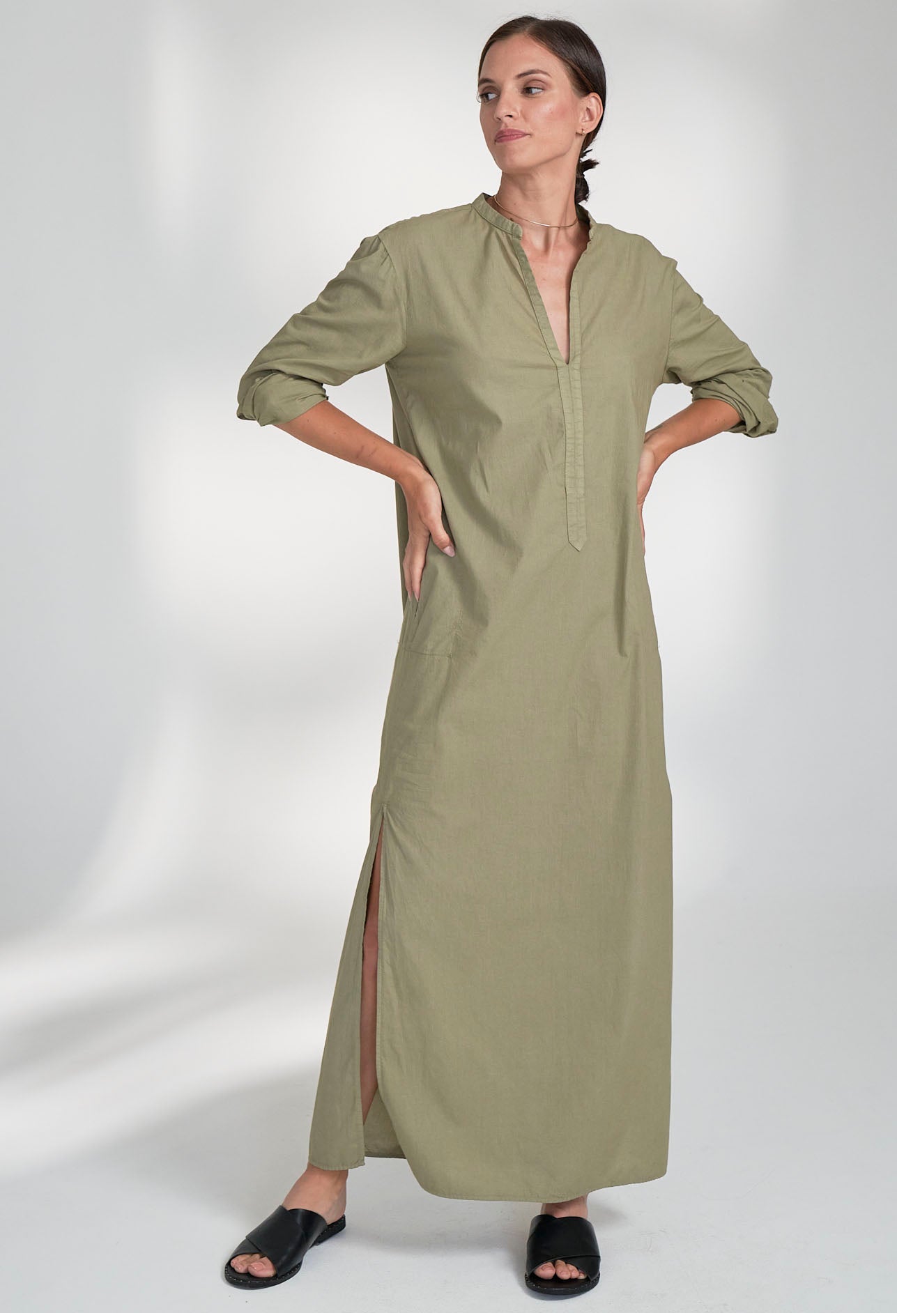 UPCYCLED - Sage Classic Cotton Tunic with Pockets - ocean+main