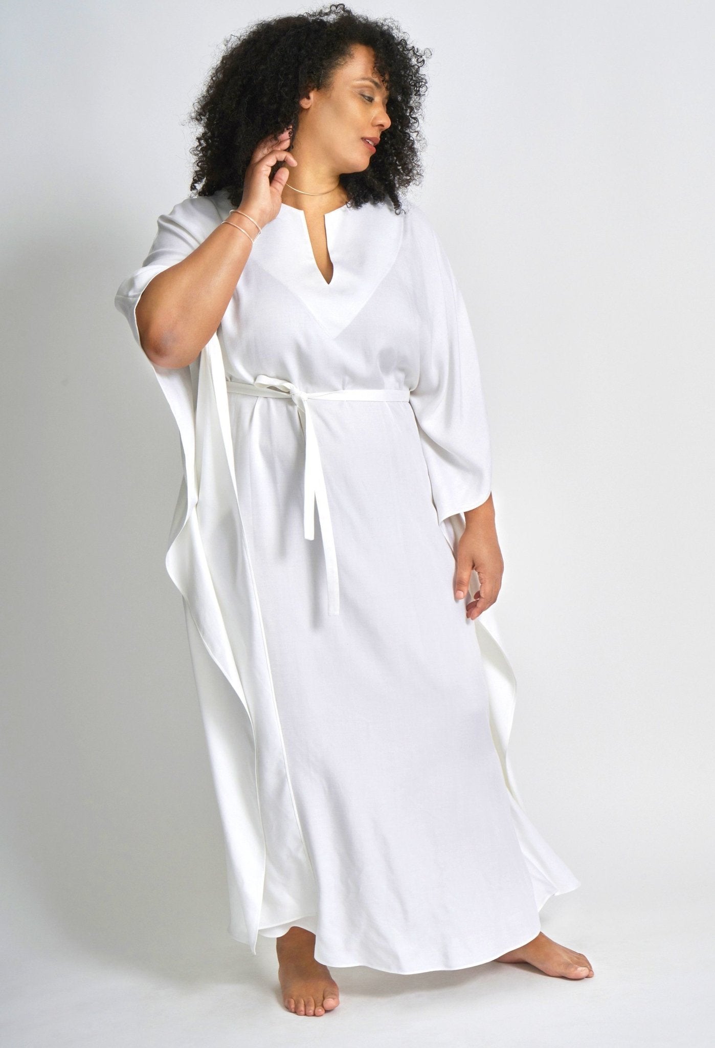 White Long Cupro Caftan - ocean+main