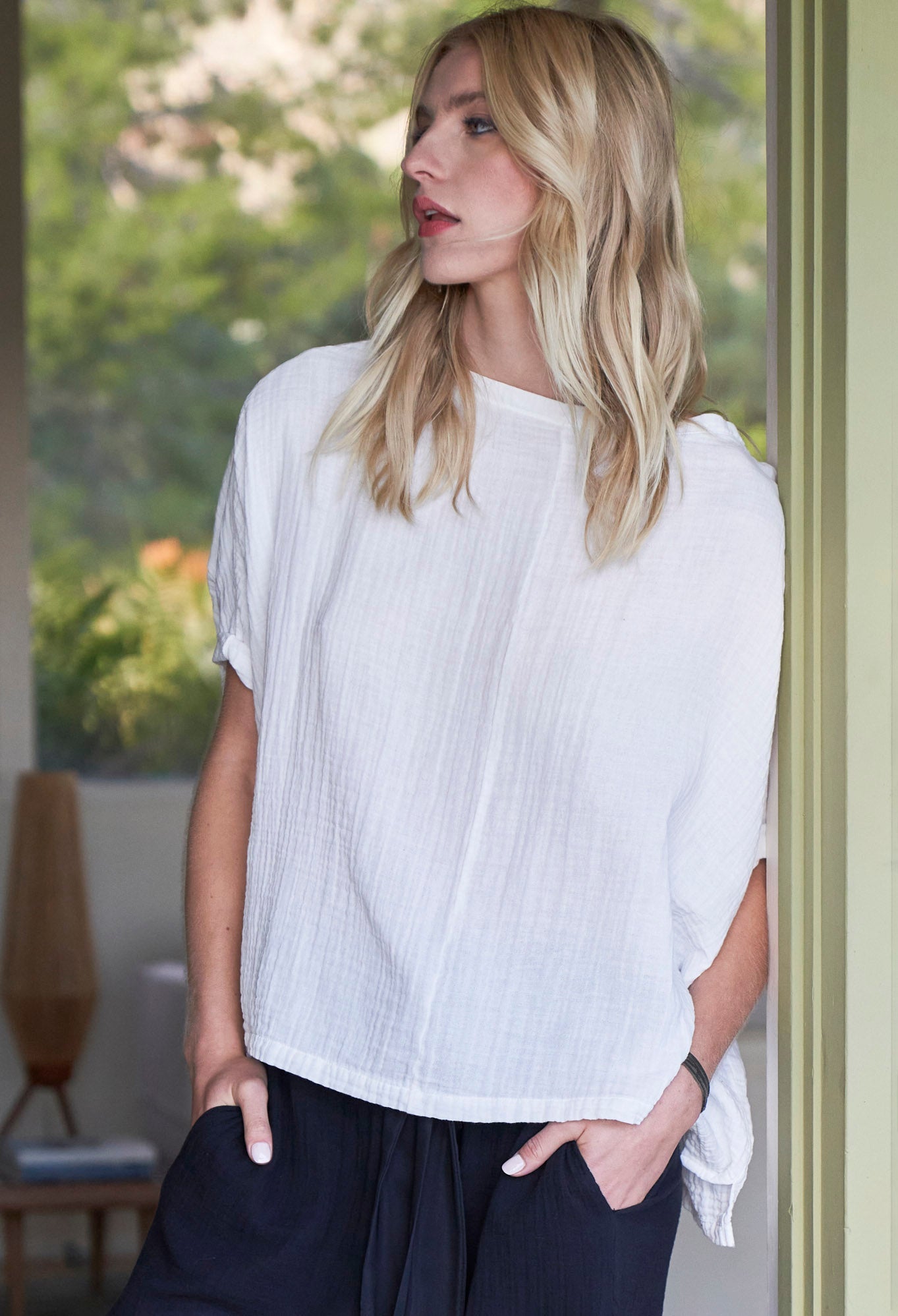 White Square Gauze Top - ocean+main