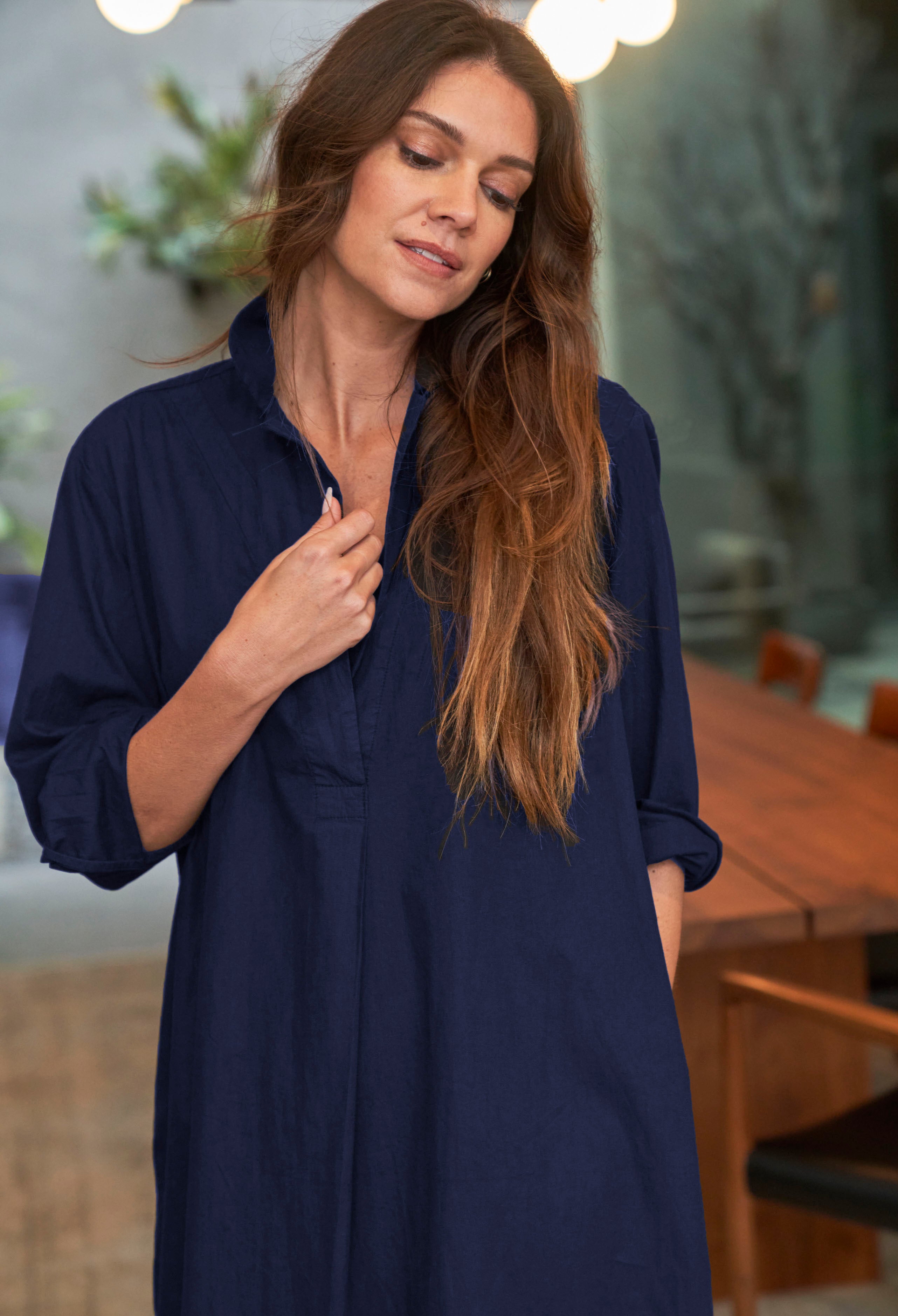 UPCYCLED - Navy Cotton Short Shirt Dress