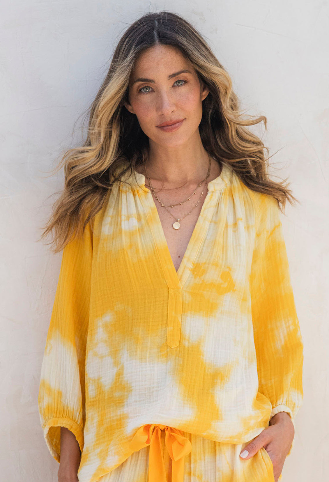 Sunflower Yellow Tie Dye Gauze Top