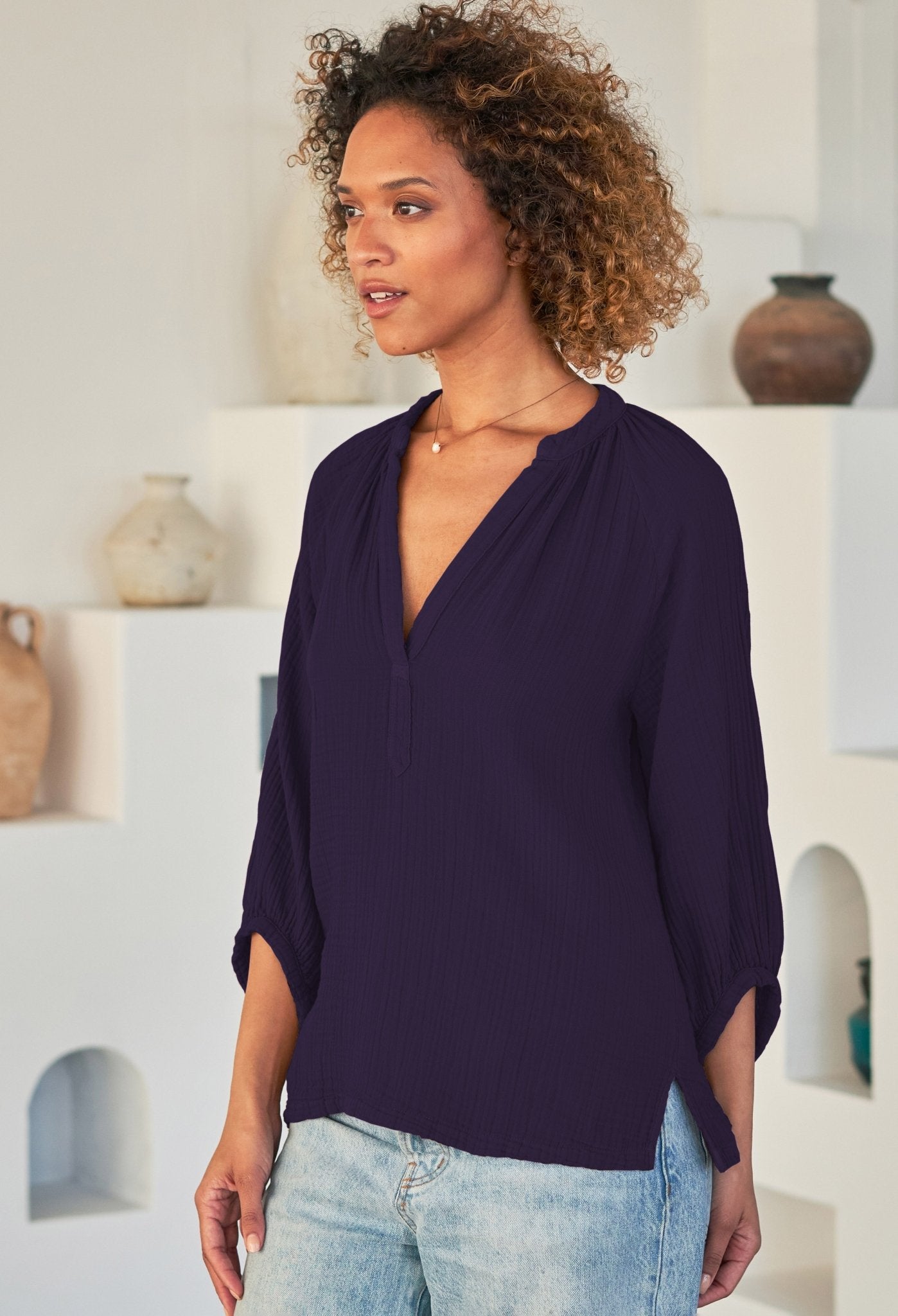 Aubergine Gauze Top - ocean+main