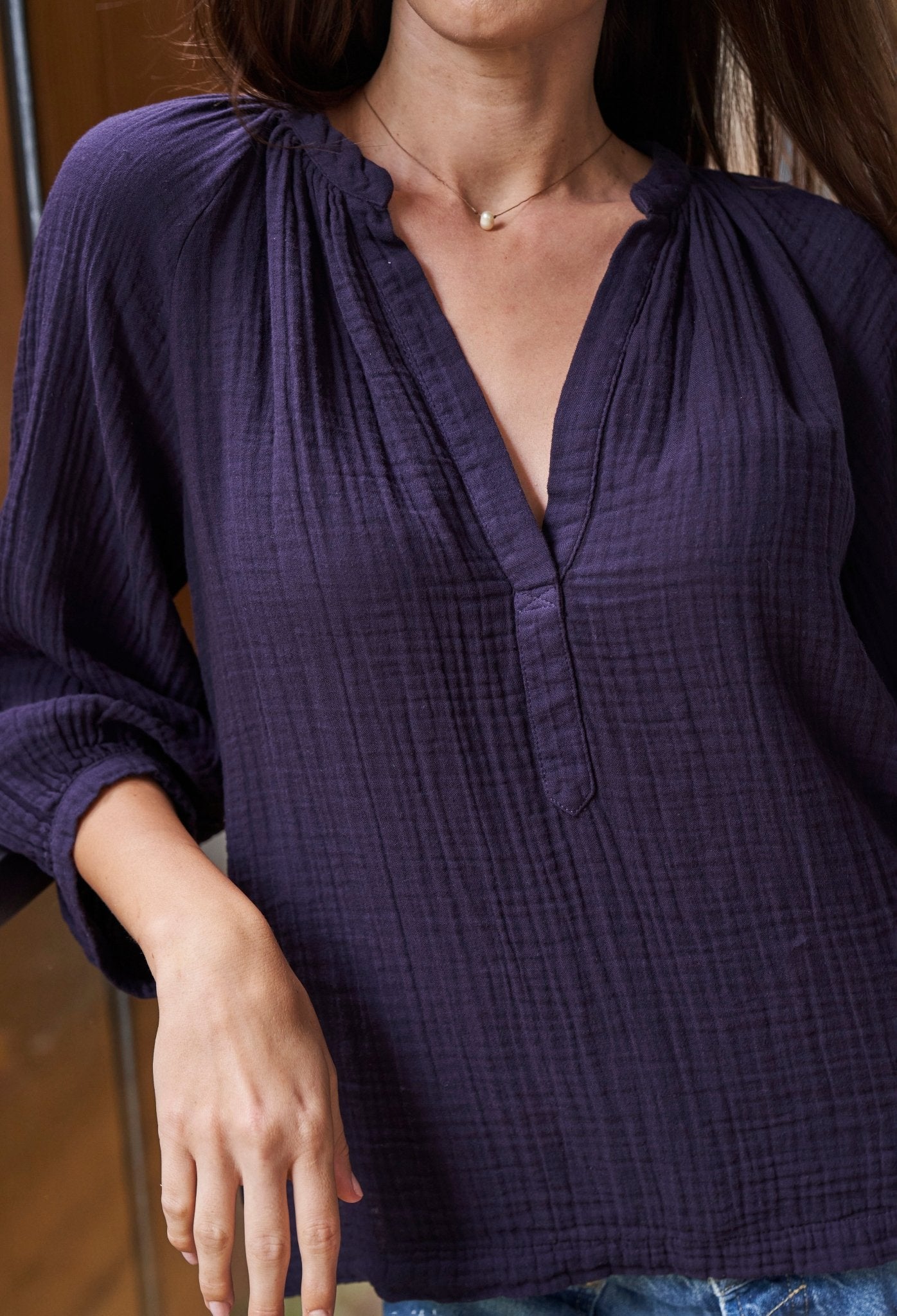 Aubergine Gauze Top - ocean+main