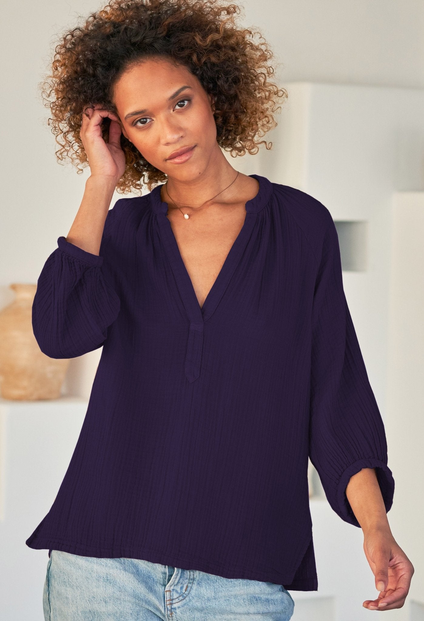 Aubergine Gauze Top - ocean+main