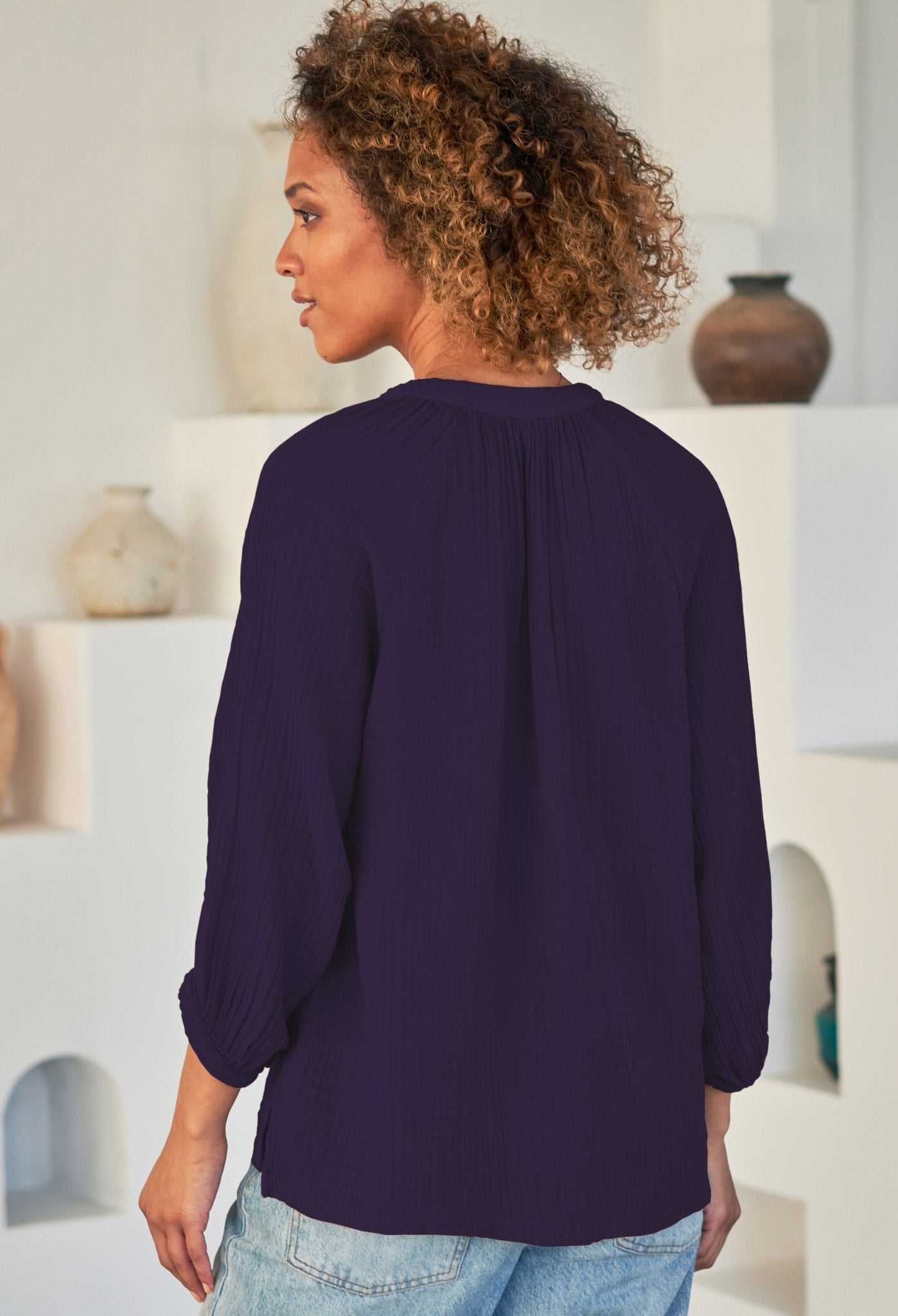 Aubergine Gauze Top - ocean+main