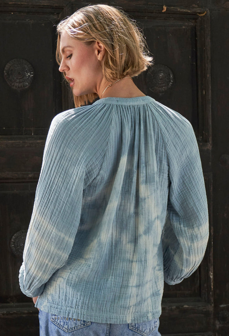 Classic Blue Striped Gauze Top