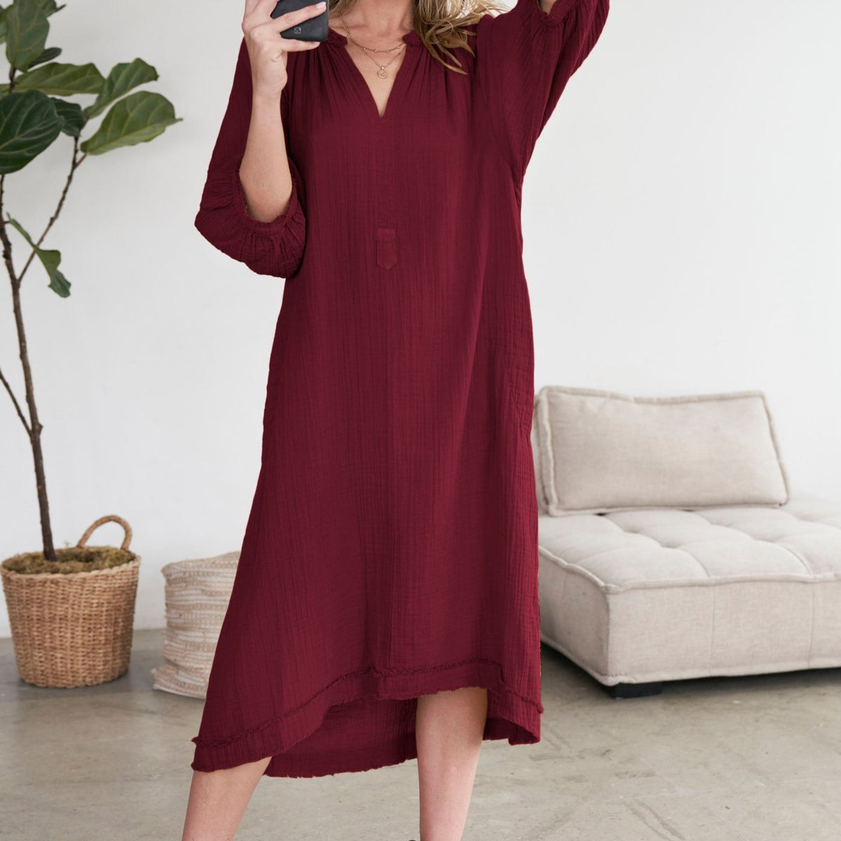 chinese dress ladies Woven Cotton Gauze Cross Back Ruffle Maxi Dress S / Black