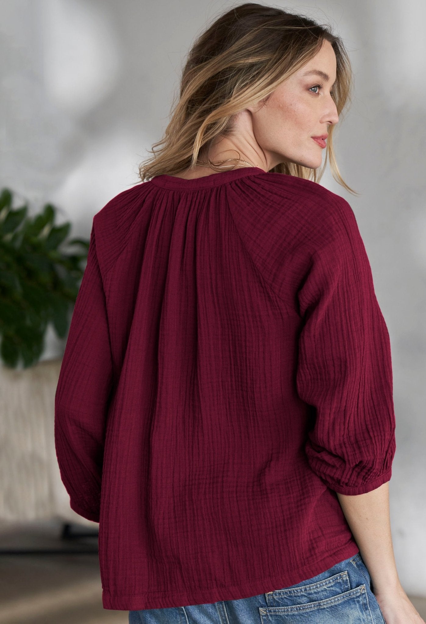 Burgundy Gauze Top - ocean+main