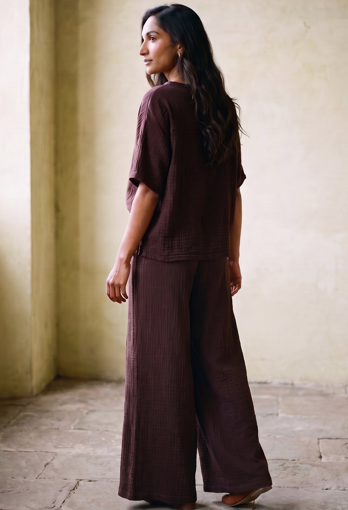 Chocolate Square Gauze Top