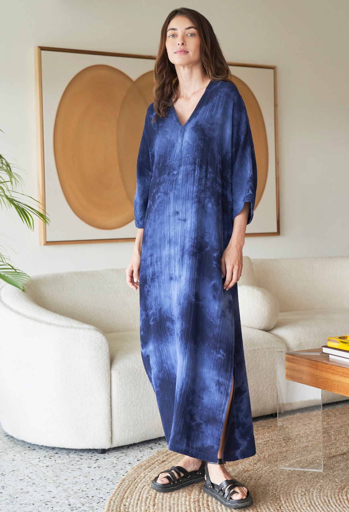Milky Way Cotton Gauze Arc Seam Caftan