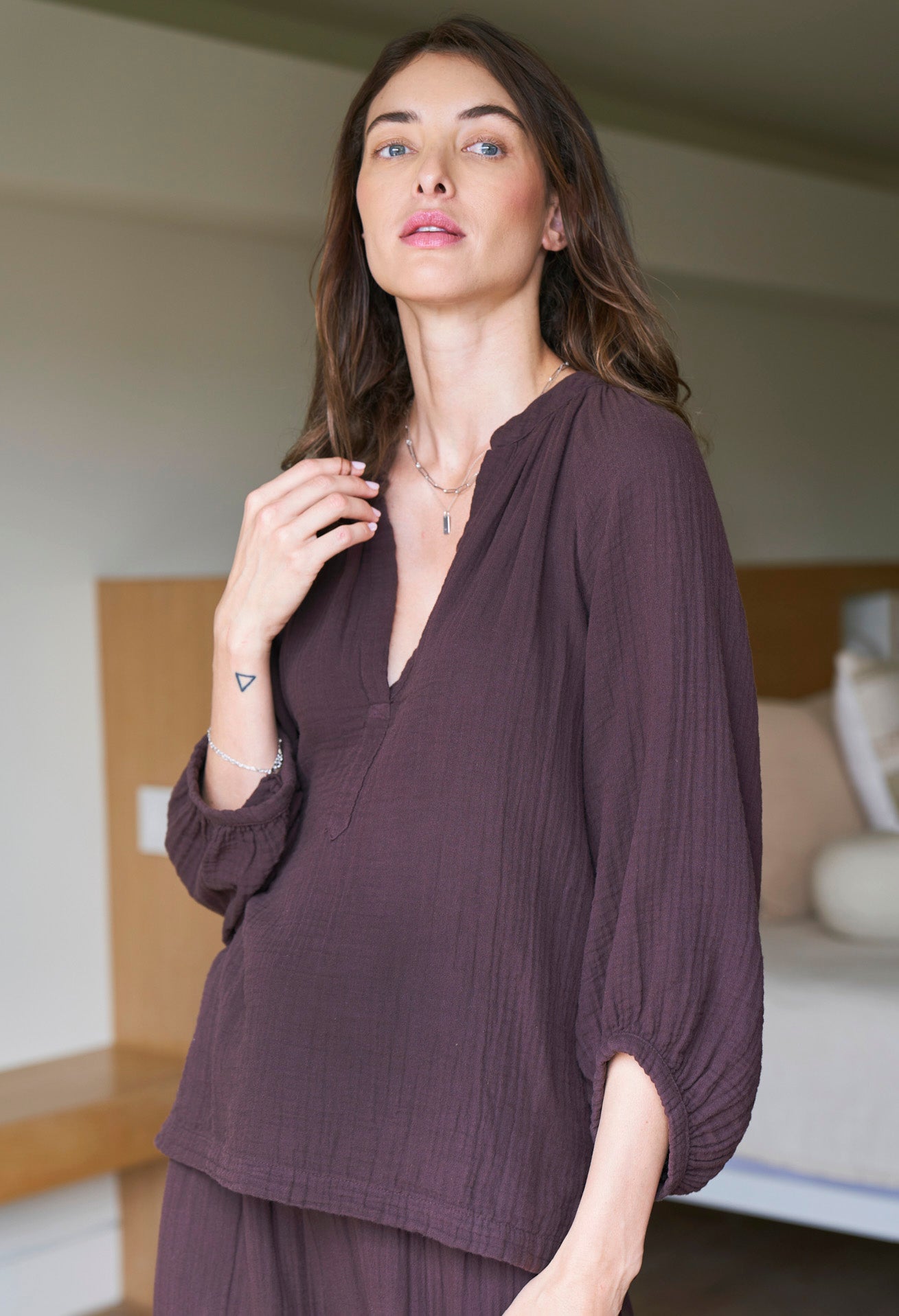 Chocolate Gauze Top