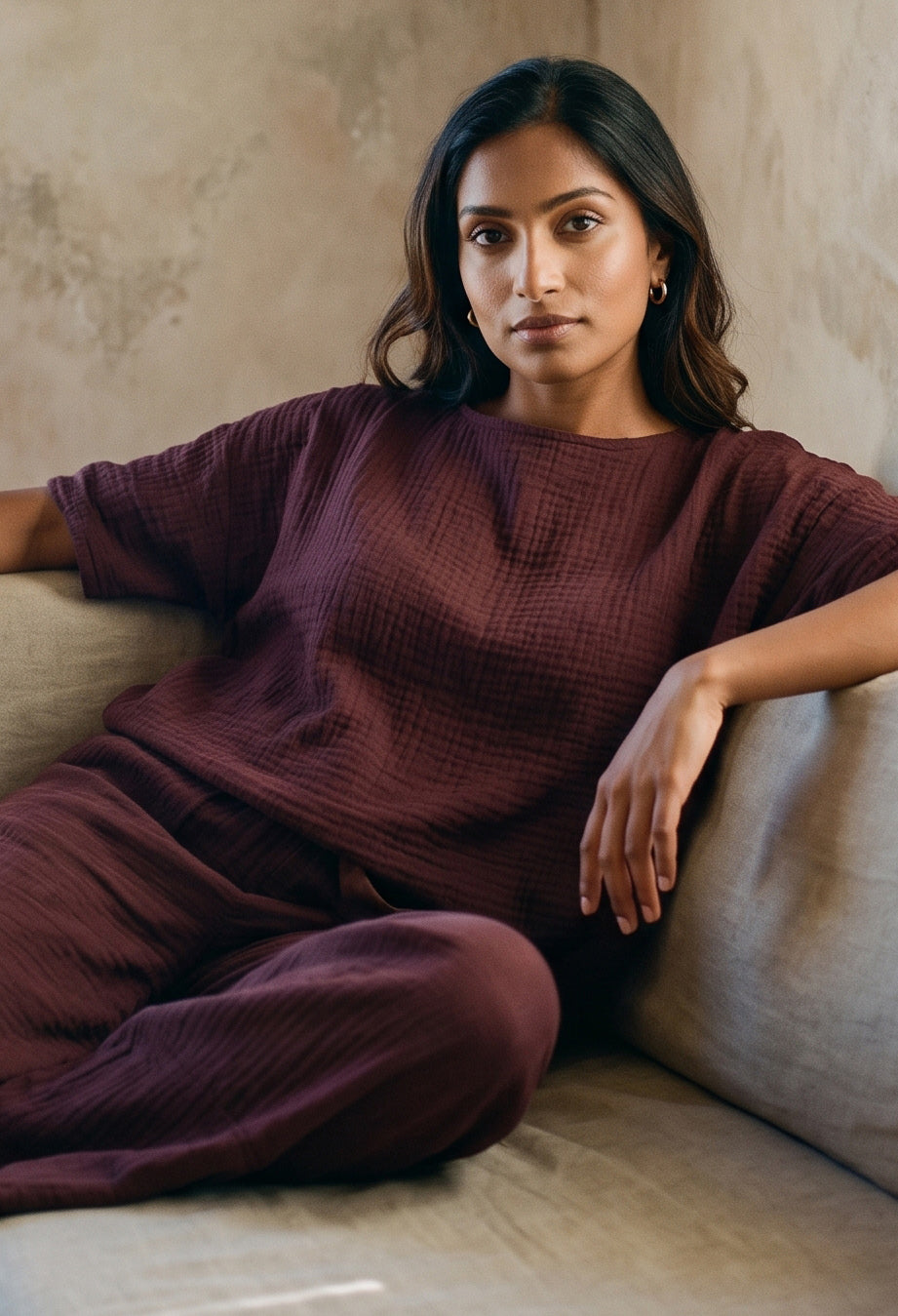 Chocolate Square Gauze Top