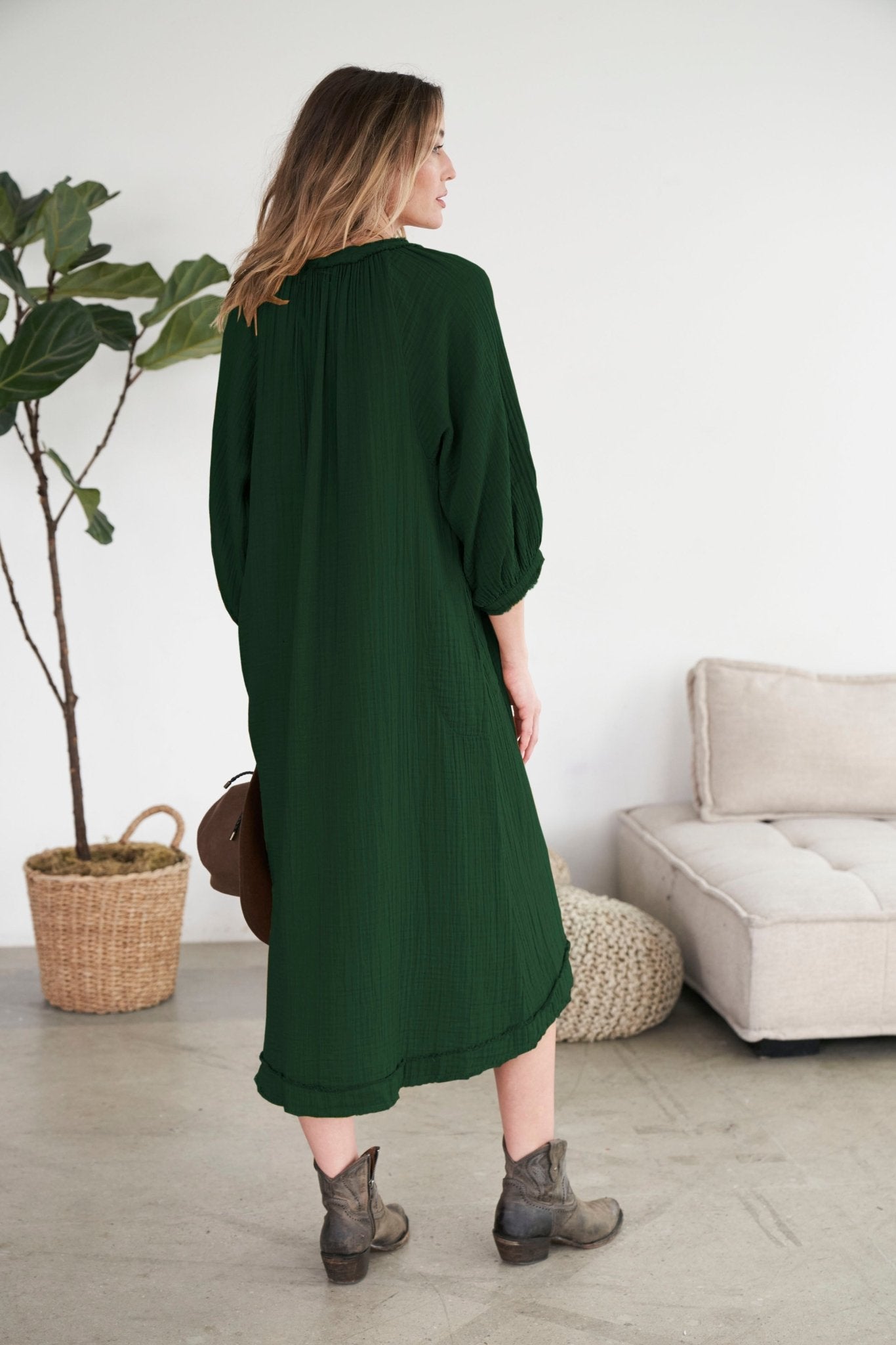 Forest Gauze Dress with Pockets - ocean+main