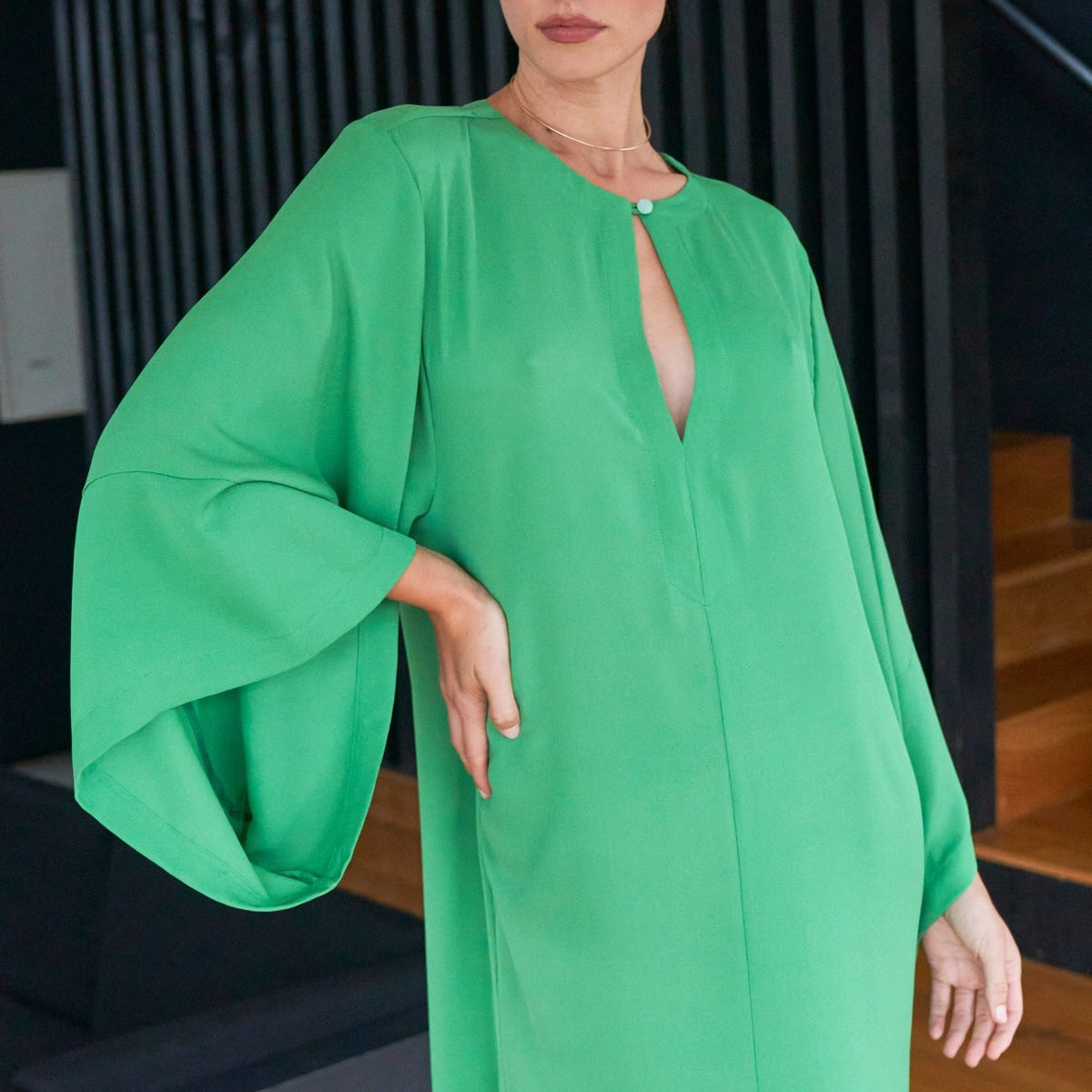 Olivia Long Black Silk Caftan