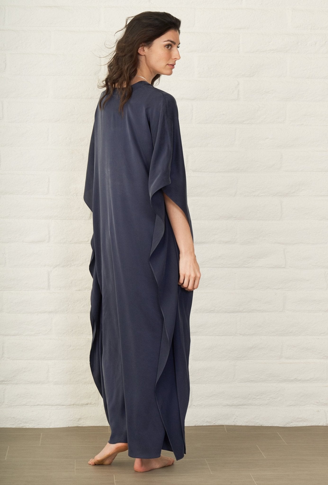 Midnight Silk Placket V - Neck Long Caftan - Sale - ocean+main