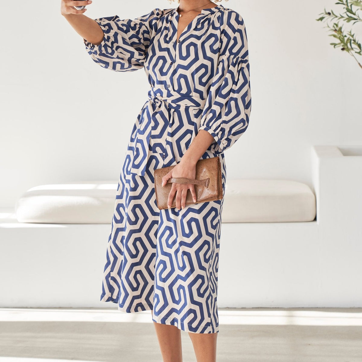 cotton peasant dresses Ocean+Main | Navy Aubrey Belted Dress
